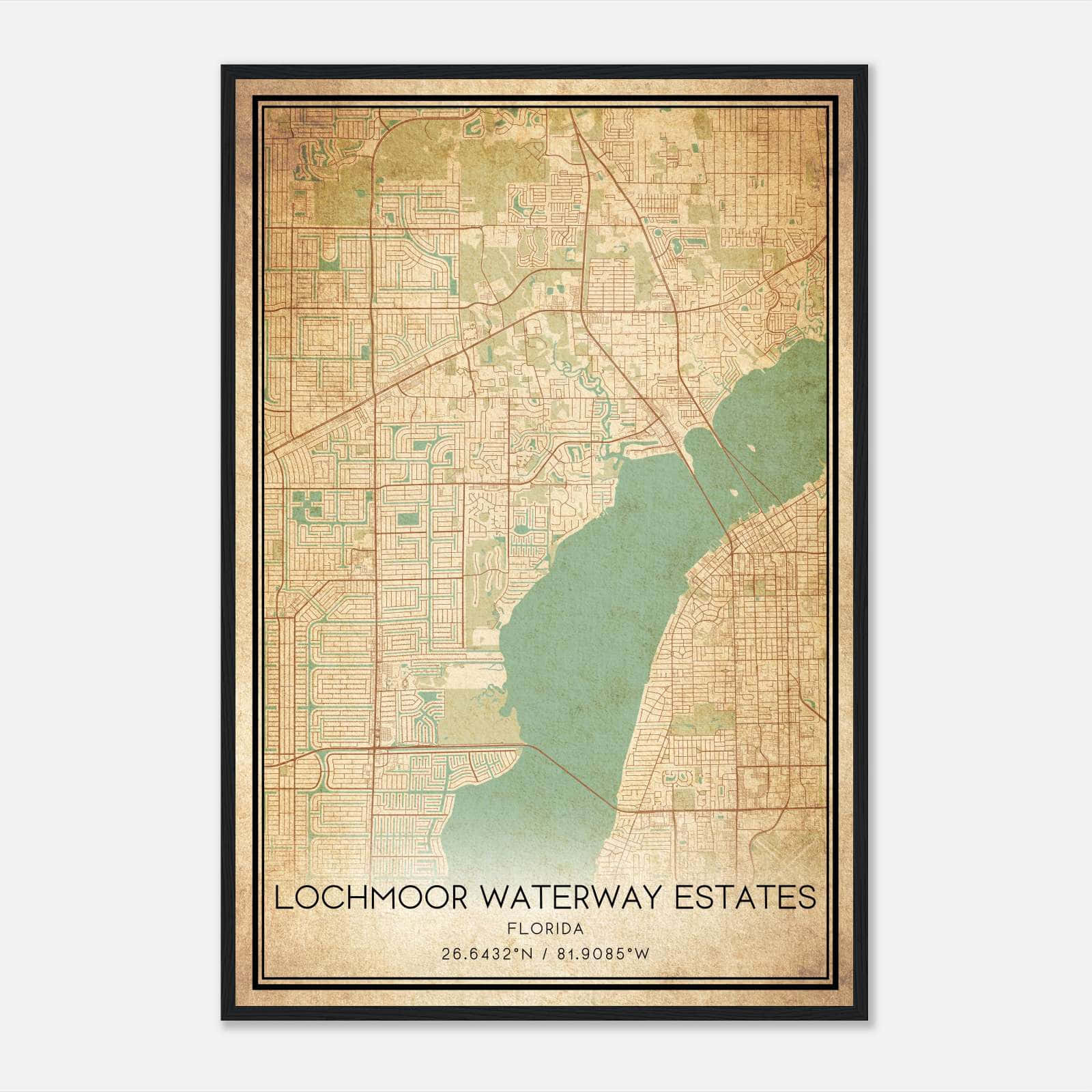 Vintage Lochmoor Waterway Estates Florida Map Poster, Lochmoor Waterway Estates FL City Road Wall Art Print Vintage Lochmoor Waterway Estates Florida Map Poster, Lochmoor Waterway Estates FL City Road Wall Art Print