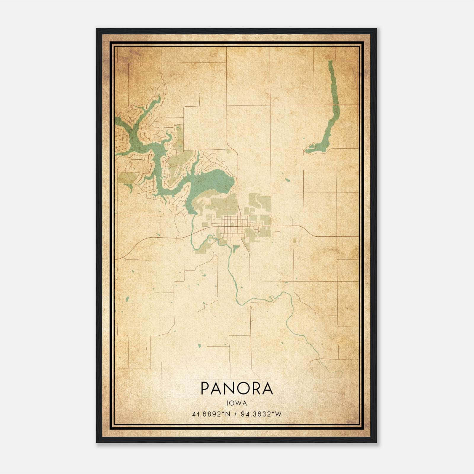 Vintage Panora Iowa Map Poster, Panora IA City Road Wall Art Print Vintage Panora Iowa Map Poster, Panora IA City Road Wall Art Print