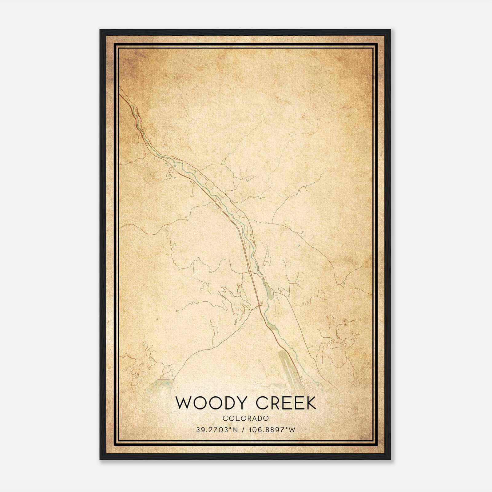 Vintage Woody Creek Colorado Map Poster, Woody Creek CO City Road Wall Art Print Vintage Woody Creek Colorado Map Poster, Woody Creek CO City Road Wall Art Print