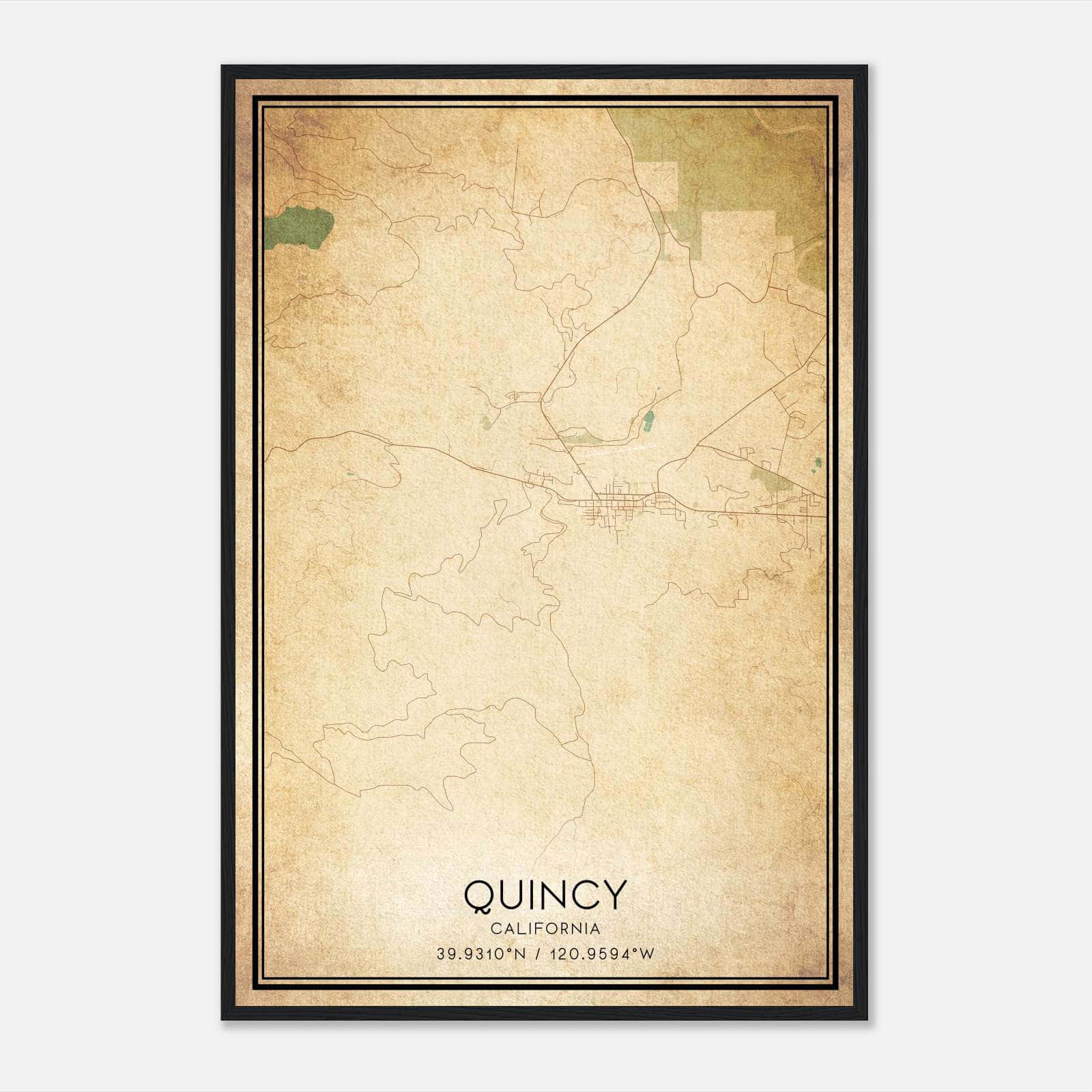 Vintage Quincy California Map Poster, Quincy CA City Road Wall Art Print Vintage Quincy California Map Poster, Quincy CA City Road Wall Art Print