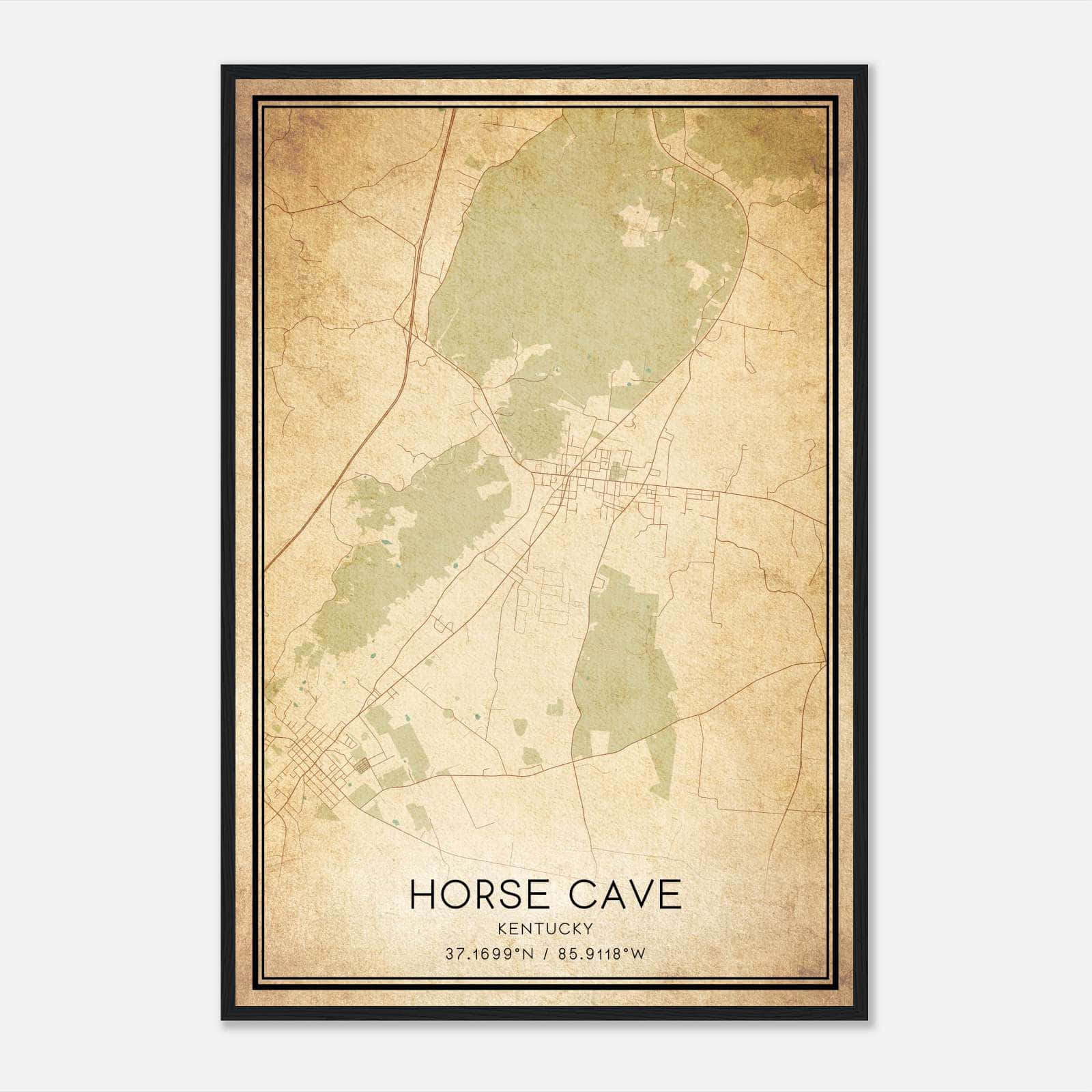 Vintage Horse Cave Kentucky Map Poster, Horse Cave KY City Road Wall Art Print Vintage Horse Cave Kentucky Map Poster, Horse Cave KY City Road Wall Art Print