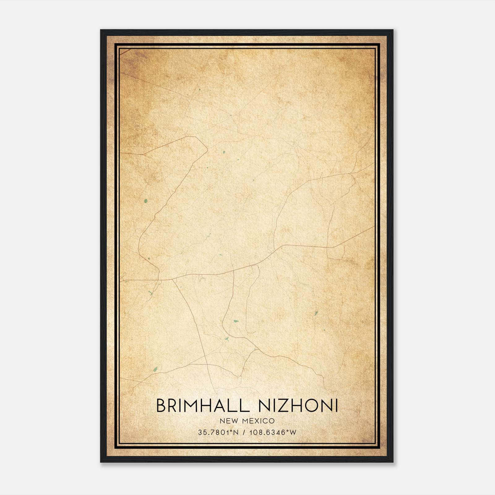 Vintage Brimhall Nizhoni New Mexico Map Poster, Brimhall Nizhoni NM City Road Wall Art Print Vintage Brimhall Nizhoni New Mexico Map Poster, Brimhall Nizhoni NM City Road Wall Art Print
