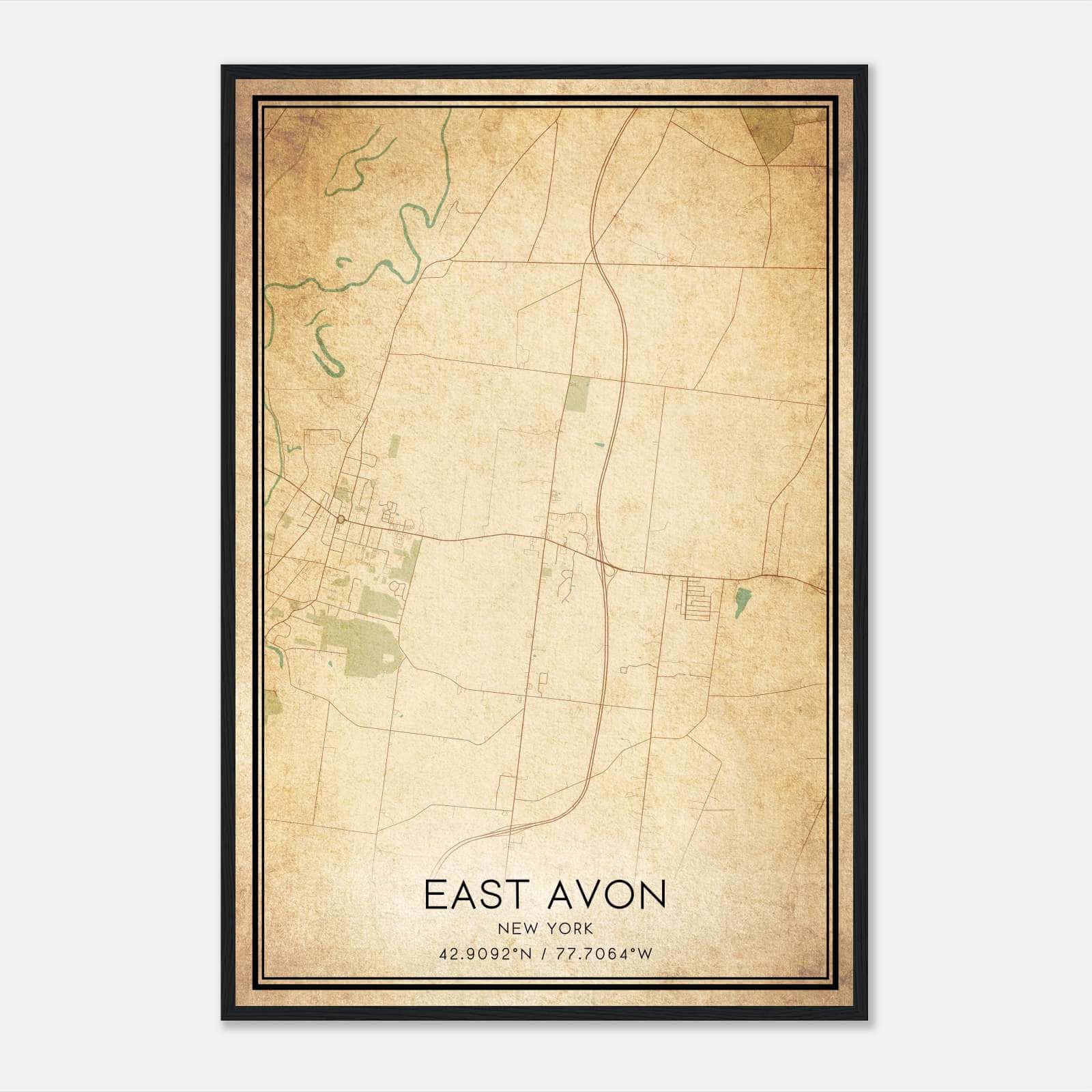 Vintage East Avon New York Map Poster, East Avon NY City Road Wall Art Print Vintage East Avon New York Map Poster, East Avon NY City Road Wall Art Print