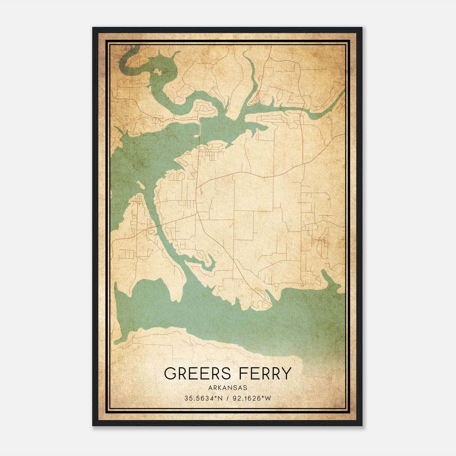 Vintage Greers Ferry Arkansas Map Poster, Greers Ferry AR City Road Wall Art Print Vintage Greers Ferry Arkansas Map Poster, Greers Ferry AR City Road Wall Art Print