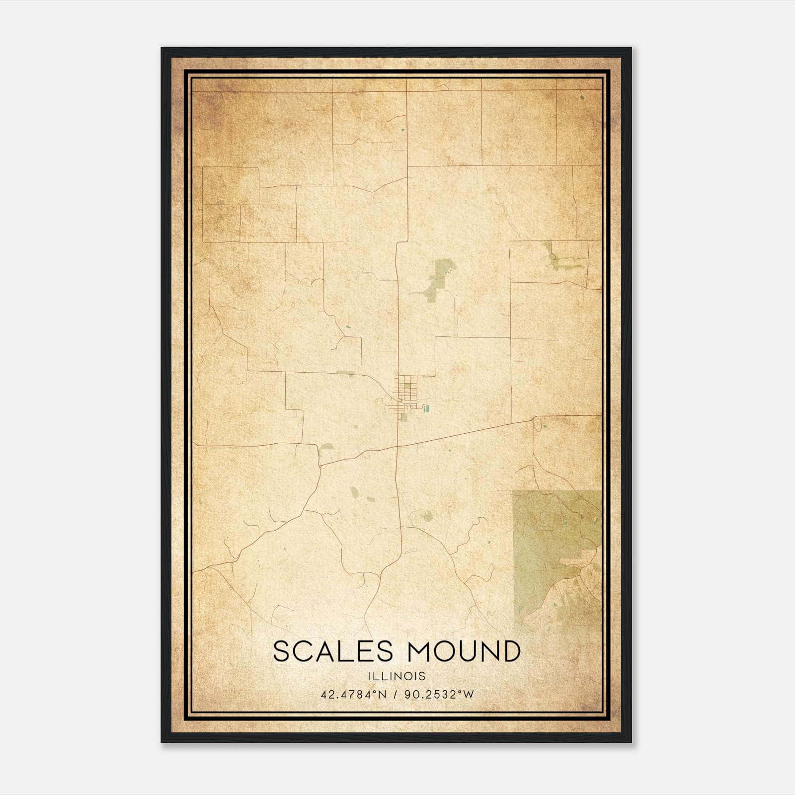 Vintage Scales Mound Illinois Map Poster, Scales Mound IL City Road Wall Art Print Vintage Scales Mound Illinois Map Poster, Scales Mound IL City Road Wall Art Print