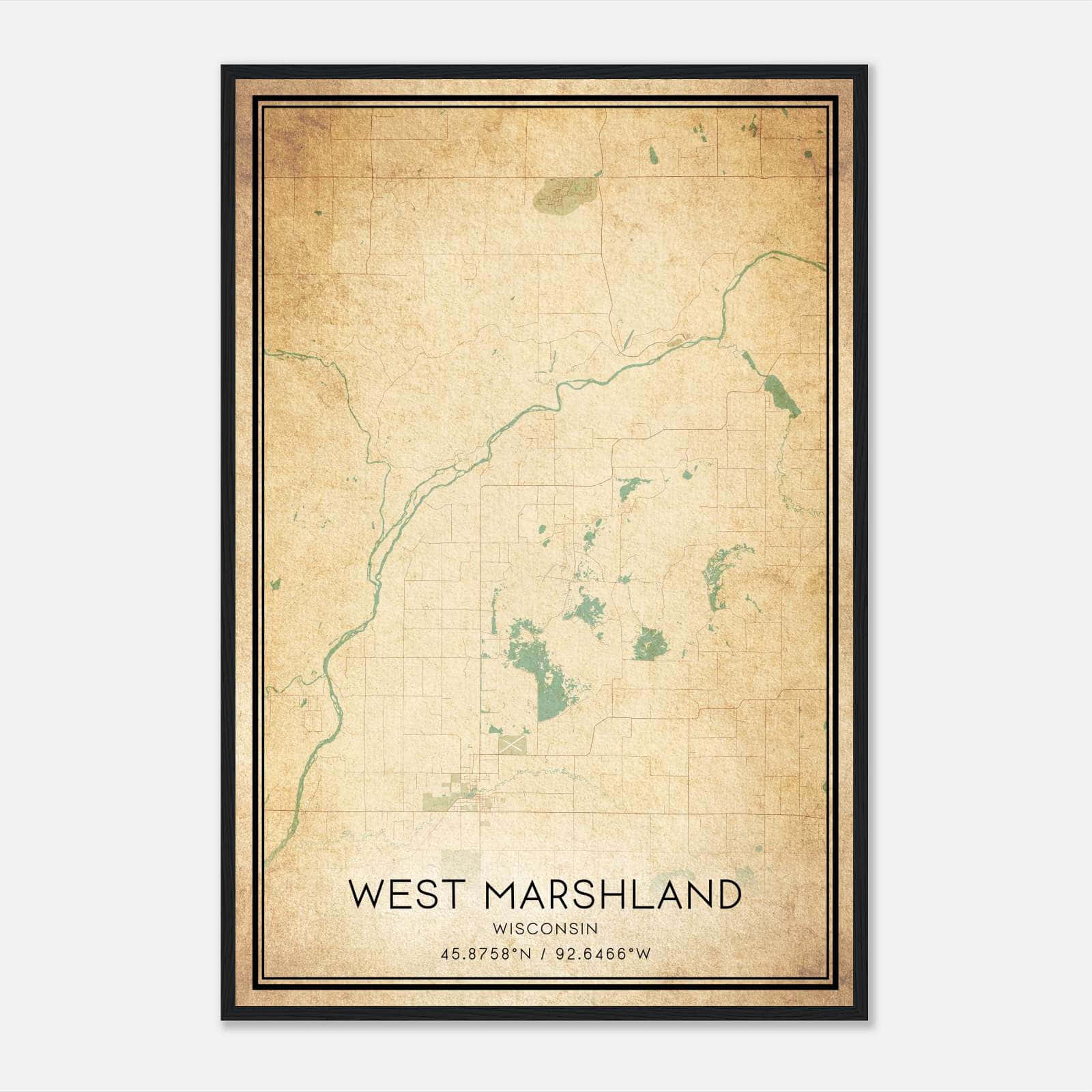 Vintage West Marshland Wisconsin Map Poster, West Marshland WI City Road Wall Art Print Vintage West Marshland Wisconsin Map Poster, West Marshland WI City Road Wall Art Print