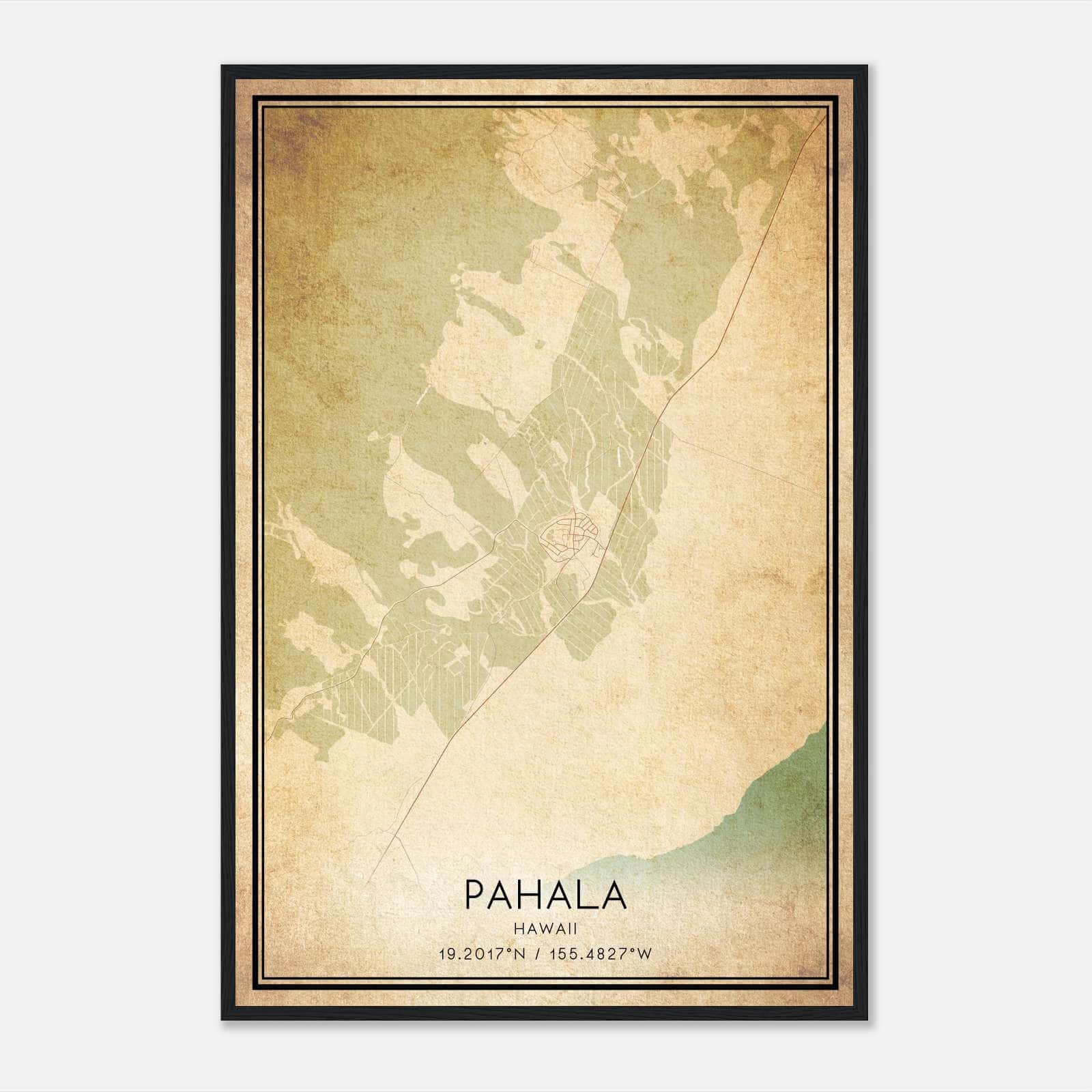 Vintage Pahala Hawaii Map Poster, Pahala HI City Road Wall Art Print Vintage Pahala Hawaii Map Poster, Pahala HI City Road Wall Art Print
