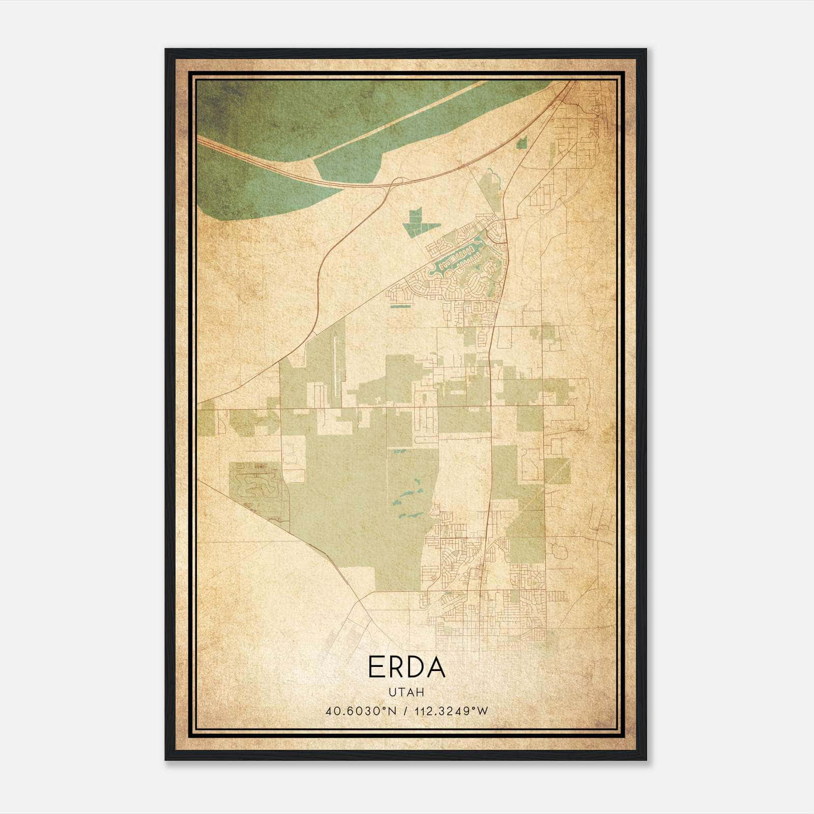 Vintage Erda Utah Map Poster, Erda UT City Road Wall Art Print Vintage Erda Utah Map Poster, Erda UT City Road Wall Art Print