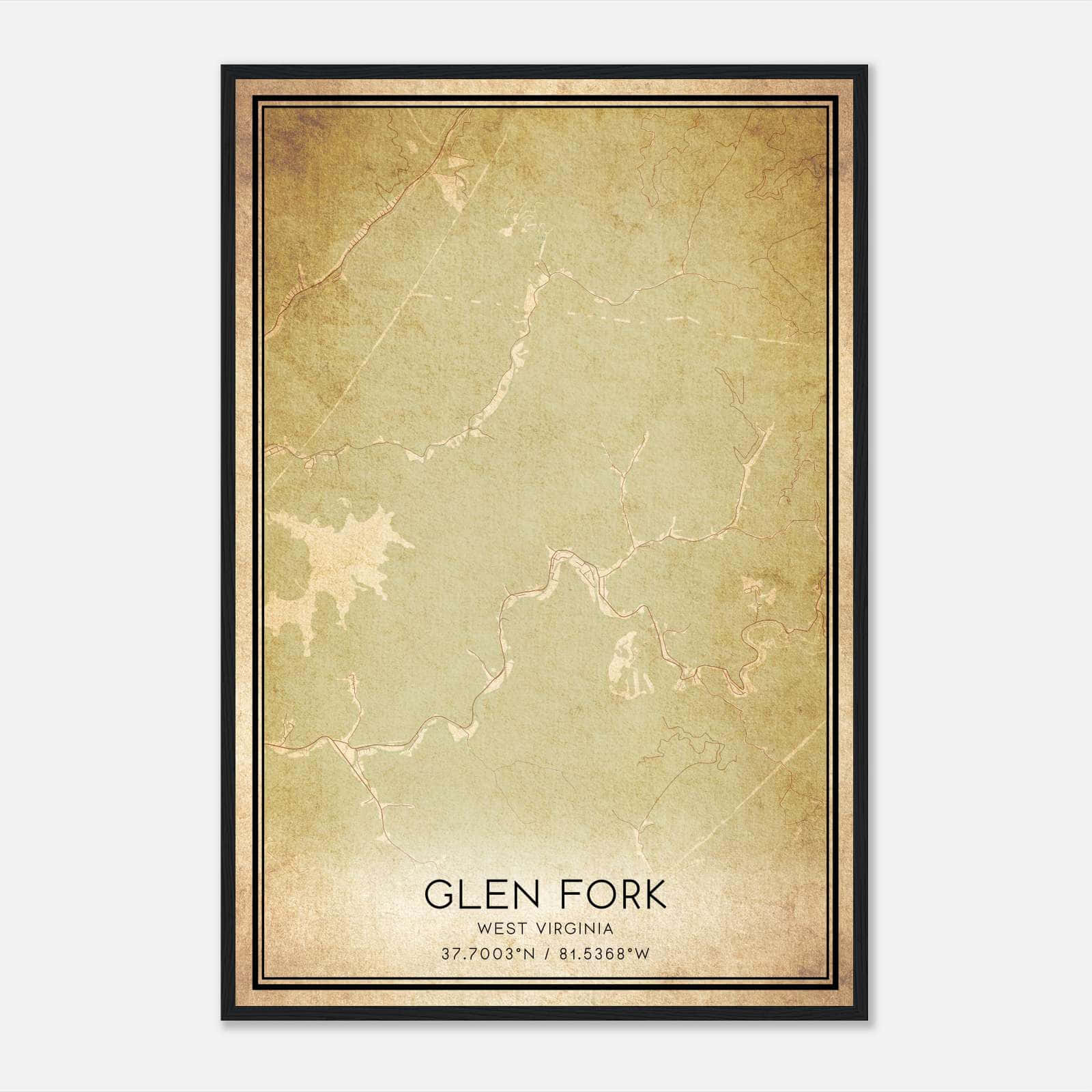 Vintage Glen Fork West Virginia Map Poster, Glen Fork WV City Road Wall Art Print Vintage Glen Fork West Virginia Map Poster, Glen Fork WV City Road Wall Art Print