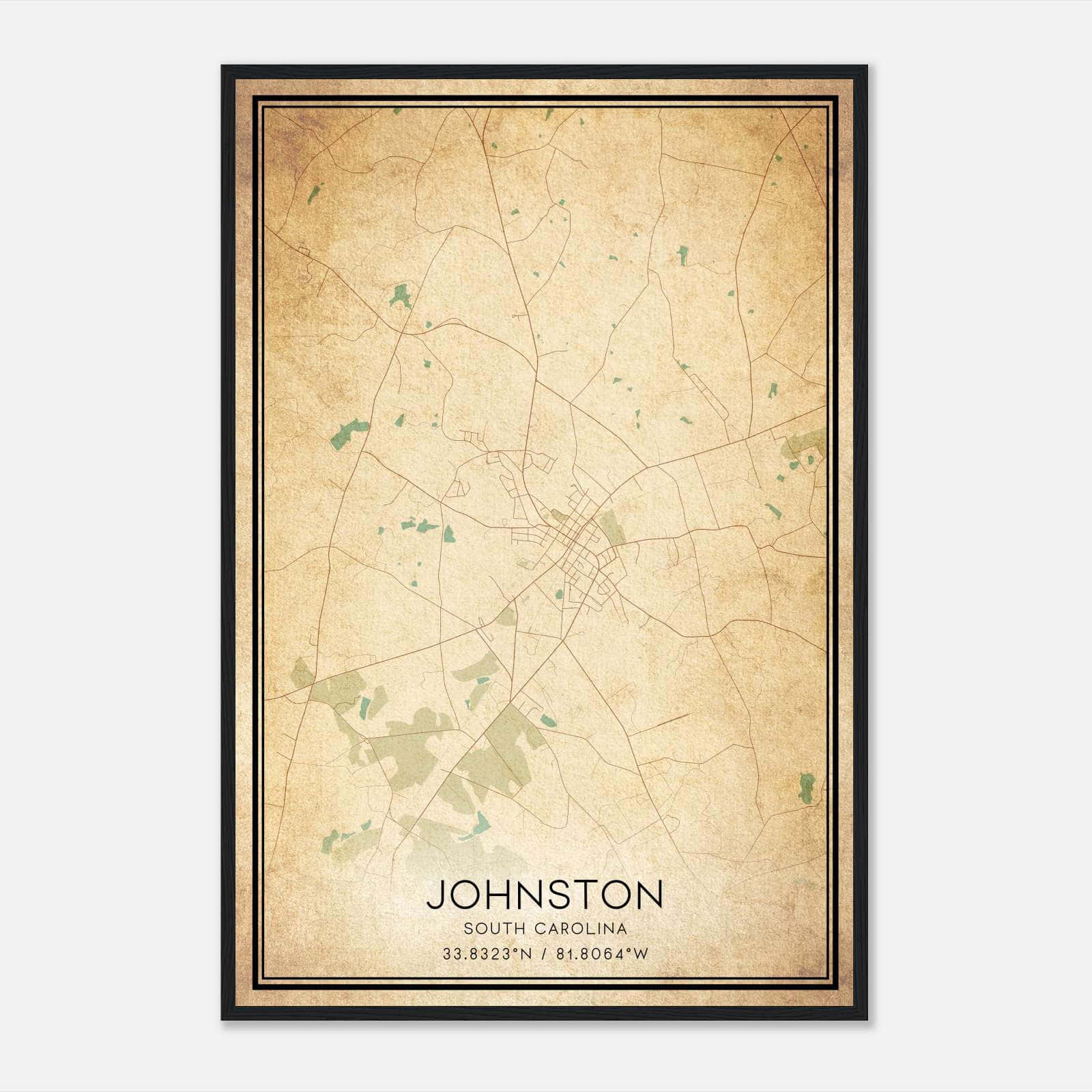 Vintage Johnston South Carolina Map Poster, Johnston SC City Road Wall Art Print Vintage Johnston South Carolina Map Poster, Johnston SC City Road Wall Art Print