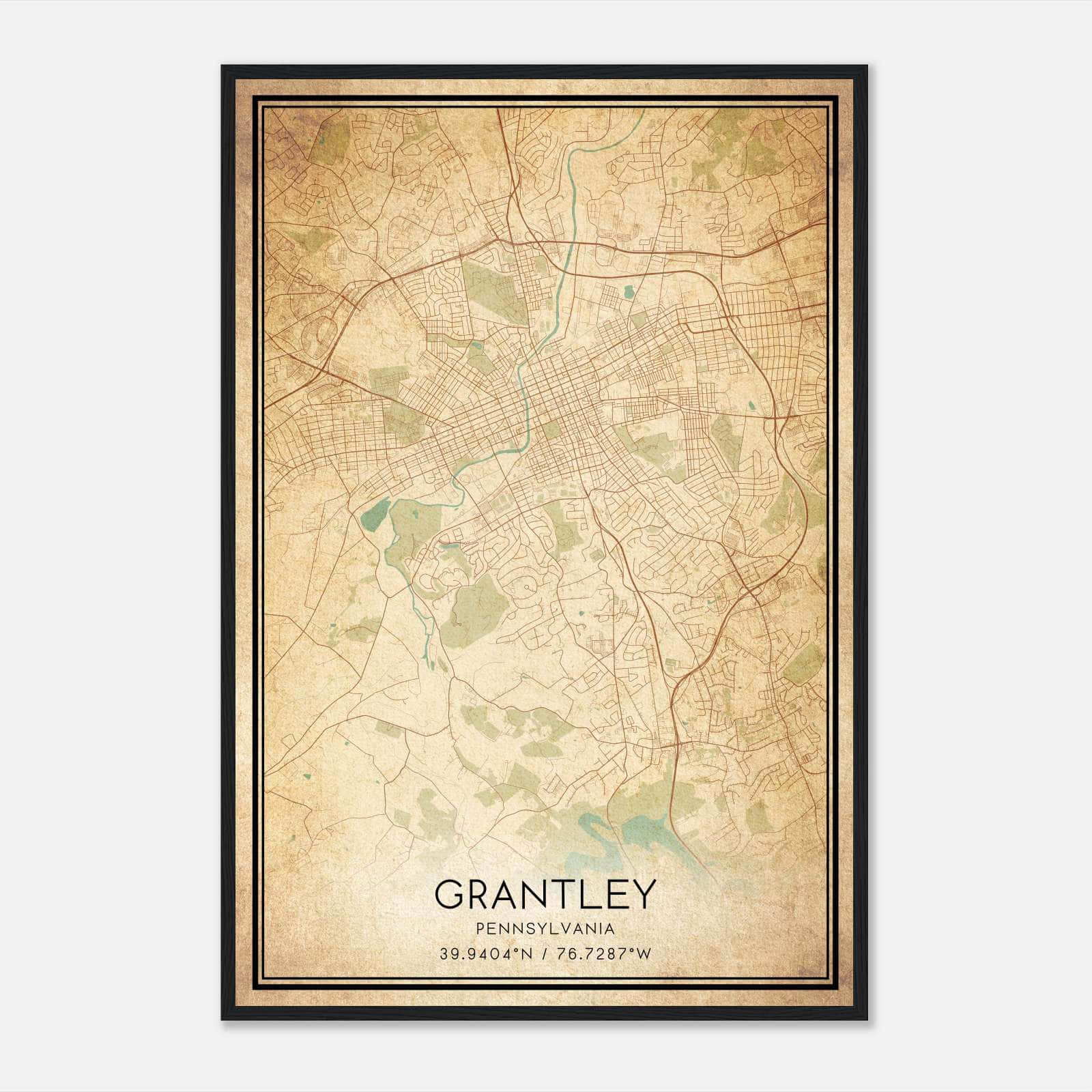 Vintage Grantley Pennsylvania Map Poster, Grantley PA City Road Wall Art Print Vintage Grantley Pennsylvania Map Poster, Grantley PA City Road Wall Art Print