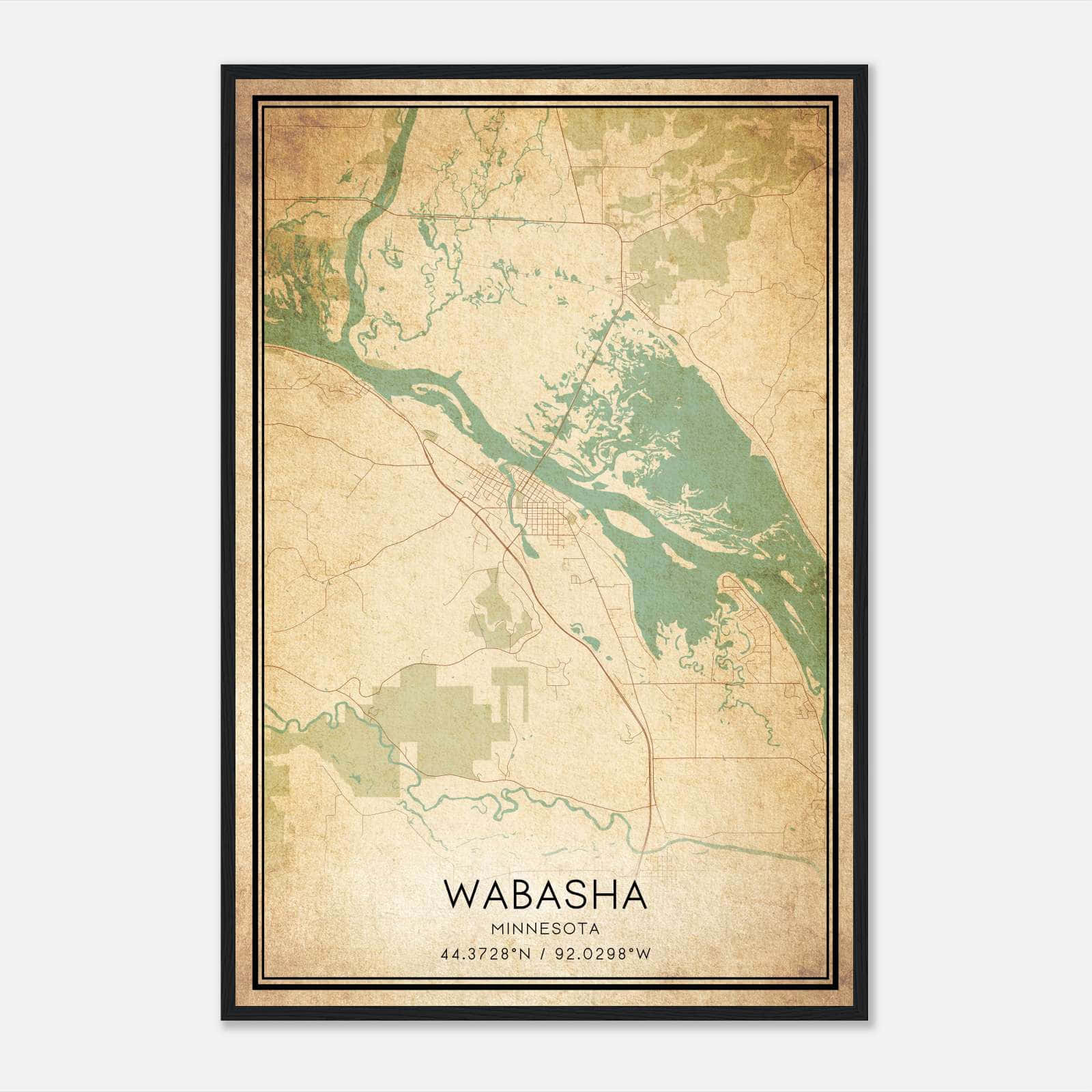 Vintage Wabasha Minnesota Map Poster, Wabasha MN City Road Wall Art Print Vintage Wabasha Minnesota Map Poster, Wabasha MN City Road Wall Art Print