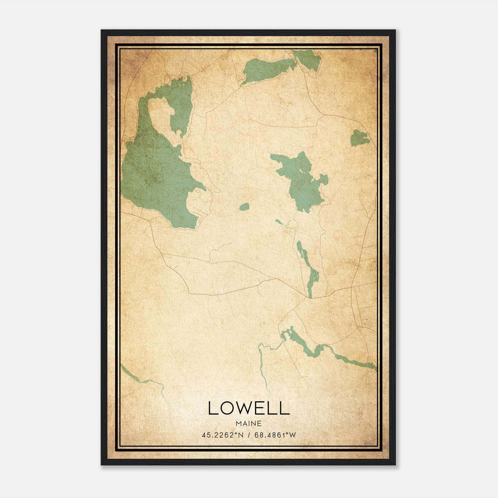 Vintage Lowell Maine Map Poster, Lowell ME City Road Wall Art Print Vintage Lowell Maine Map Poster, Lowell ME City Road Wall Art Print
