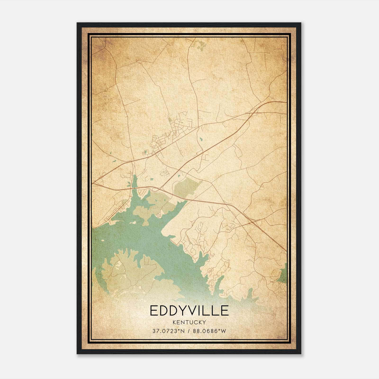 Vintage Eddyville Kentucky Map Poster, Eddyville KY City Road Wall Art Print Vintage Eddyville Kentucky Map Poster, Eddyville KY City Road Wall Art Print