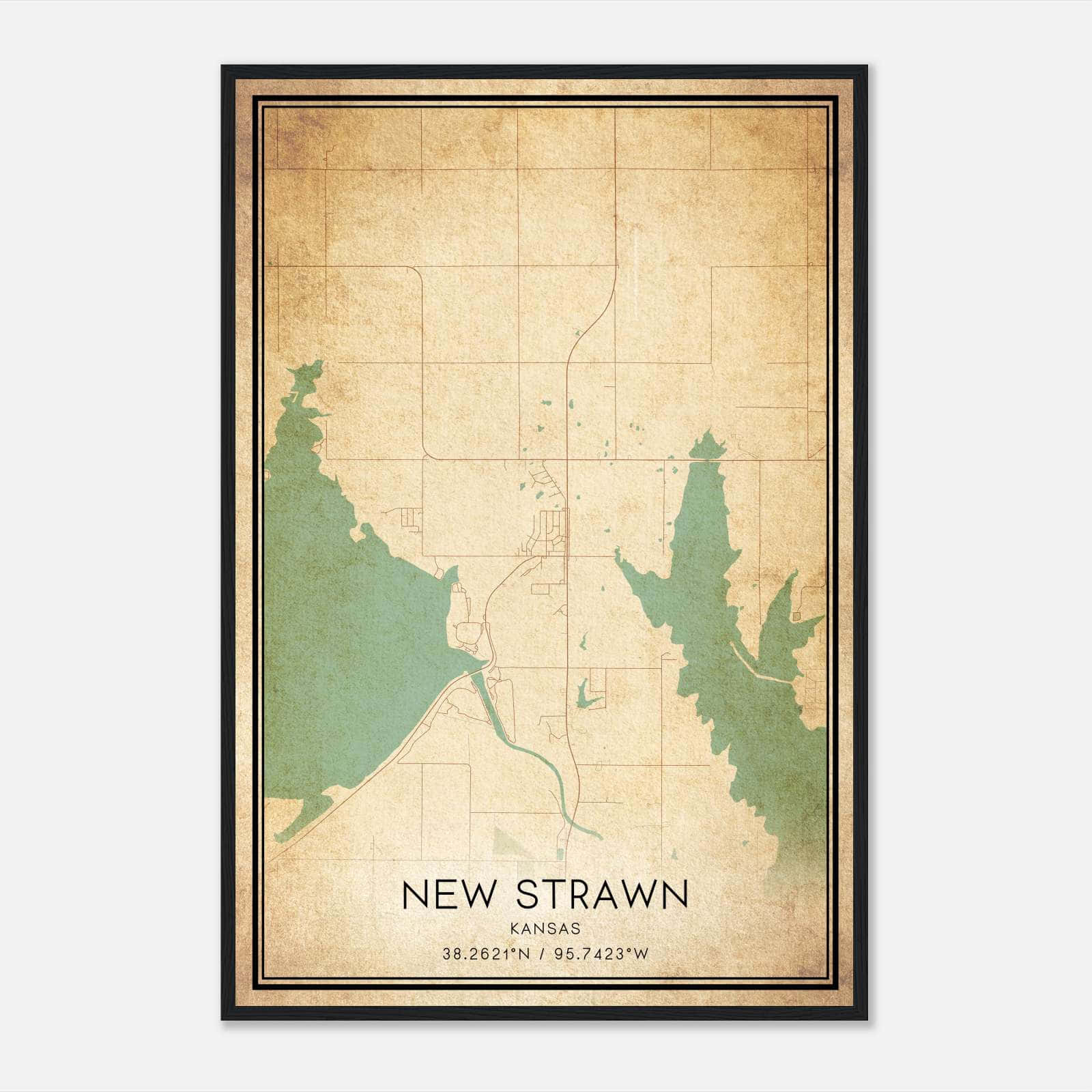 Vintage New Strawn Kansas Map Poster, New Strawn KS City Road Wall Art Print Vintage New Strawn Kansas Map Poster, New Strawn KS City Road Wall Art Print
