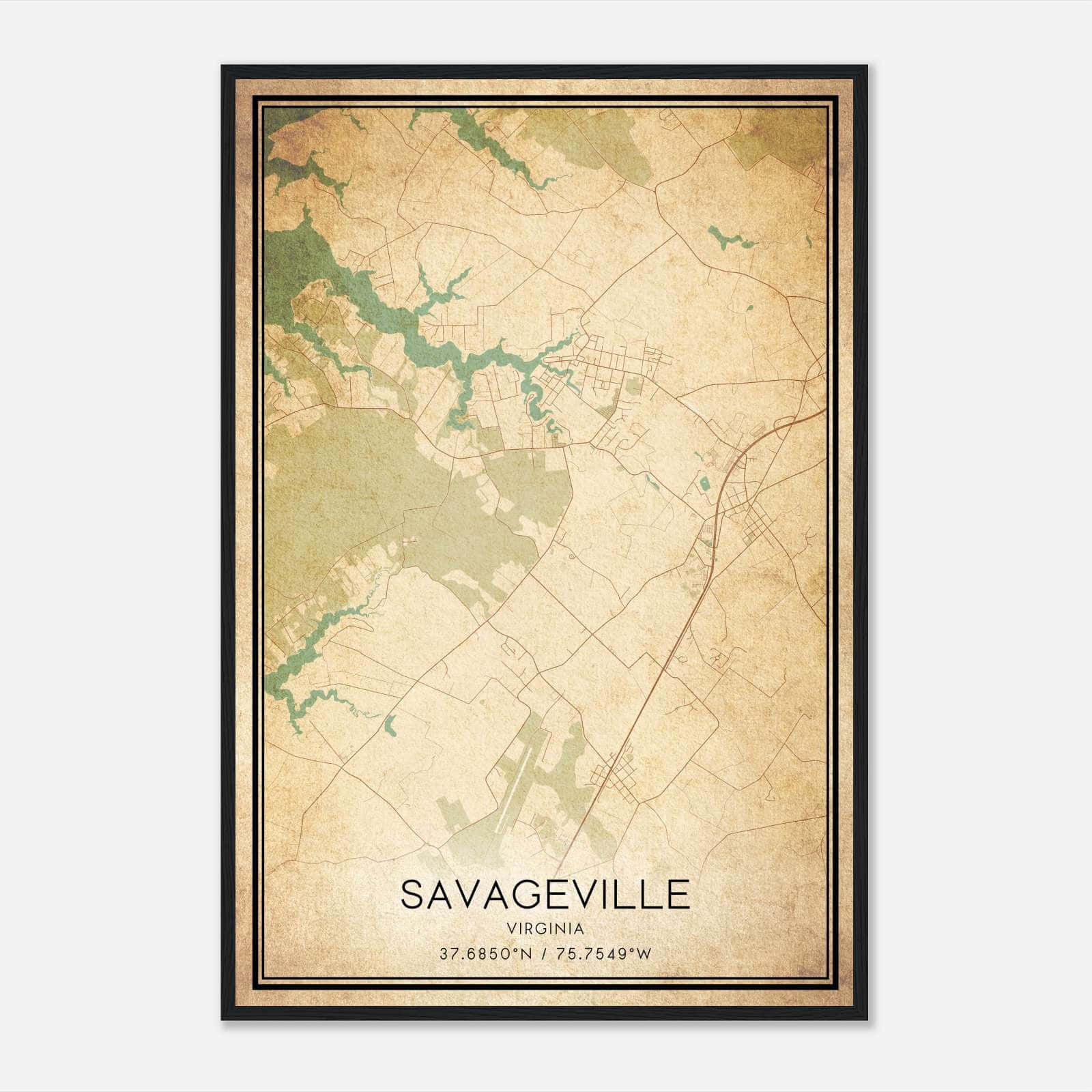 Vintage Savageville Virginia Map Poster, Savageville VA City Road Wall Art Print Vintage Savageville Virginia Map Poster, Savageville VA City Road Wall Art Print