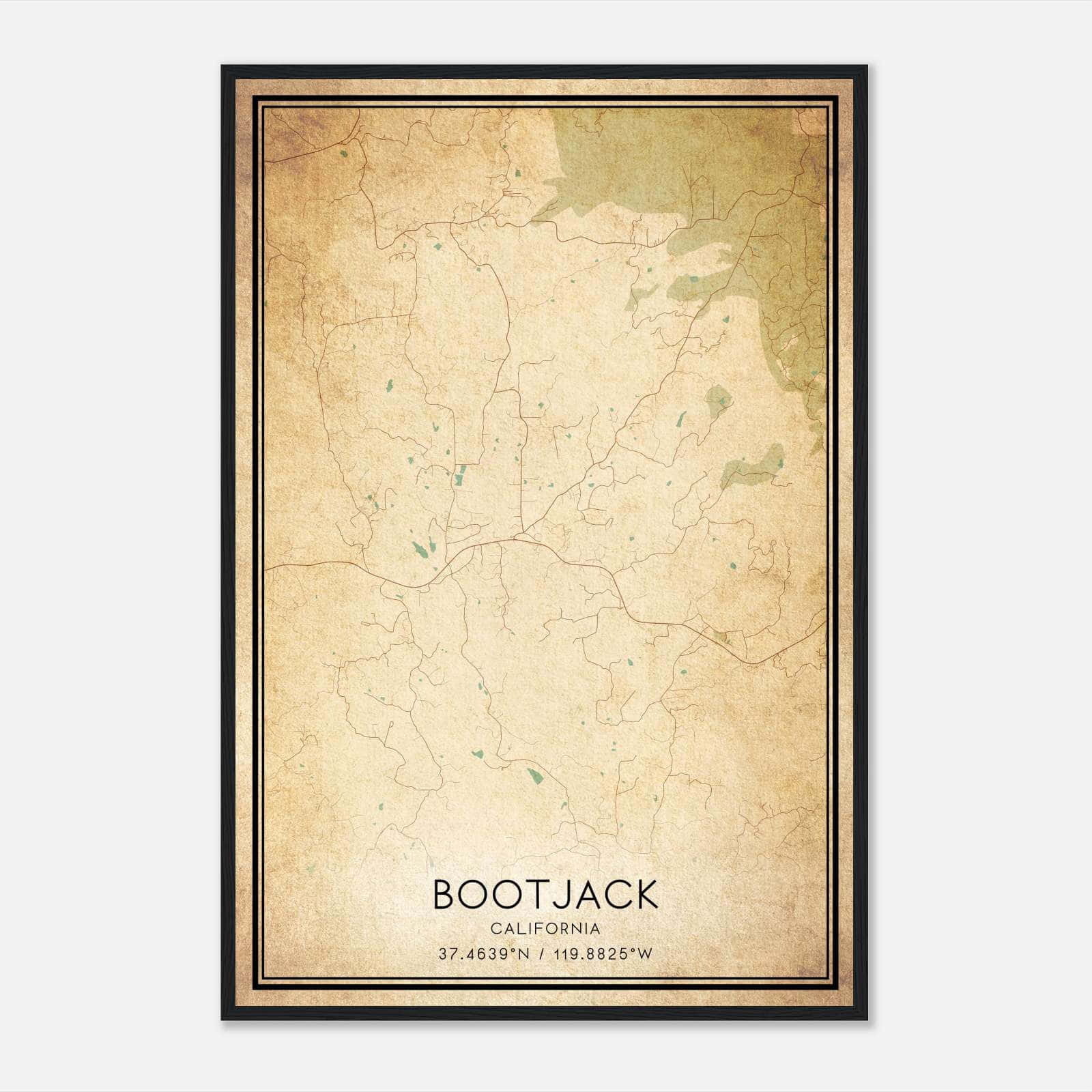 Vintage Bootjack California Map Poster, Bootjack CA City Road Wall Art Print Vintage Bootjack California Map Poster, Bootjack CA City Road Wall Art Print
