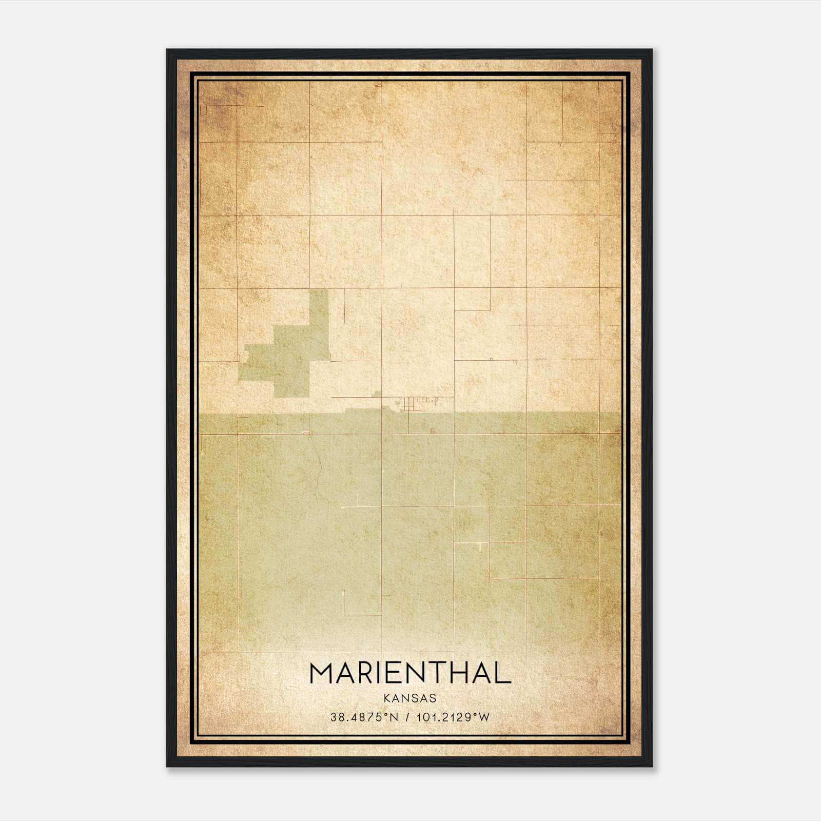 Vintage Marienthal Kansas Map Poster, Marienthal KS City Road Wall Art Print Vintage Marienthal Kansas Map Poster, Marienthal KS City Road Wall Art Print