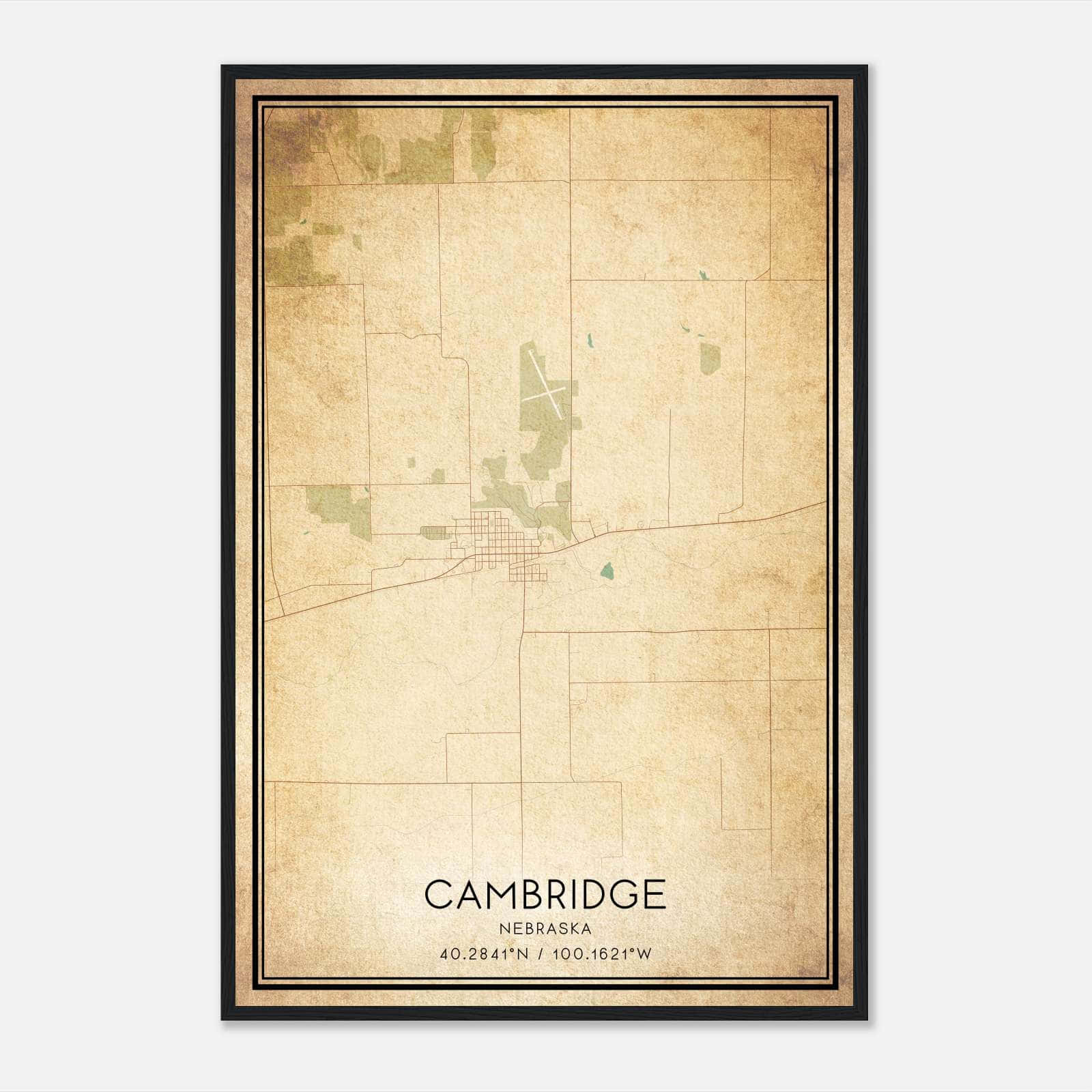 Vintage Cambridge Nebraska Map Poster, Cambridge NE City Road Wall Art Print Vintage Cambridge Nebraska Map Poster, Cambridge NE City Road Wall Art Print