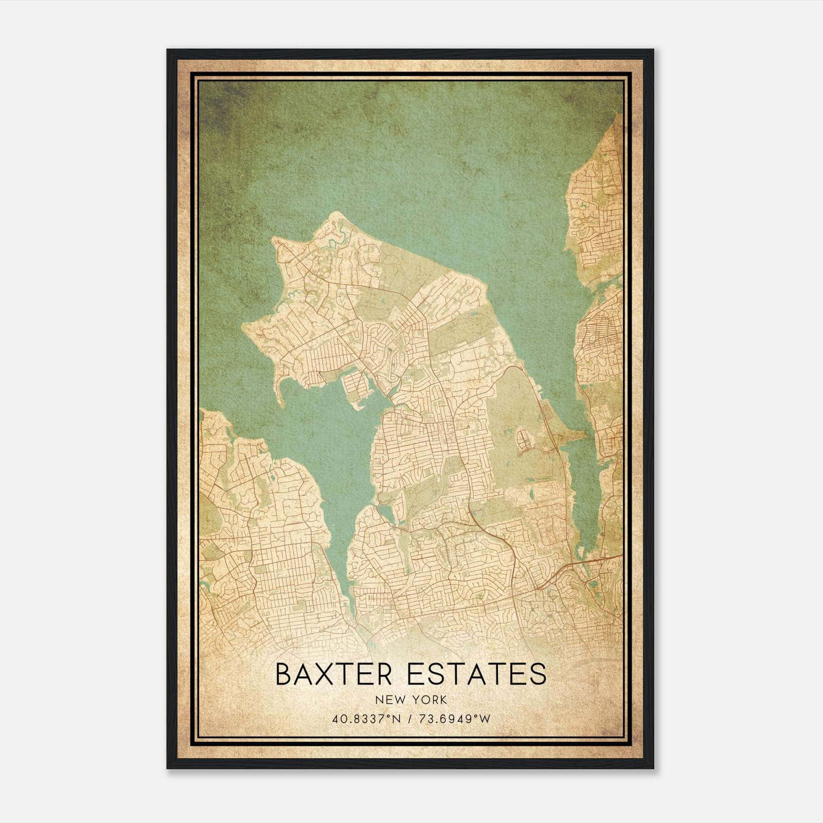 Vintage Baxter Estates New York Map Poster, Baxter Estates NY City Road Wall Art Print Vintage Baxter Estates New York Map Poster, Baxter Estates NY City Road Wall Art Print