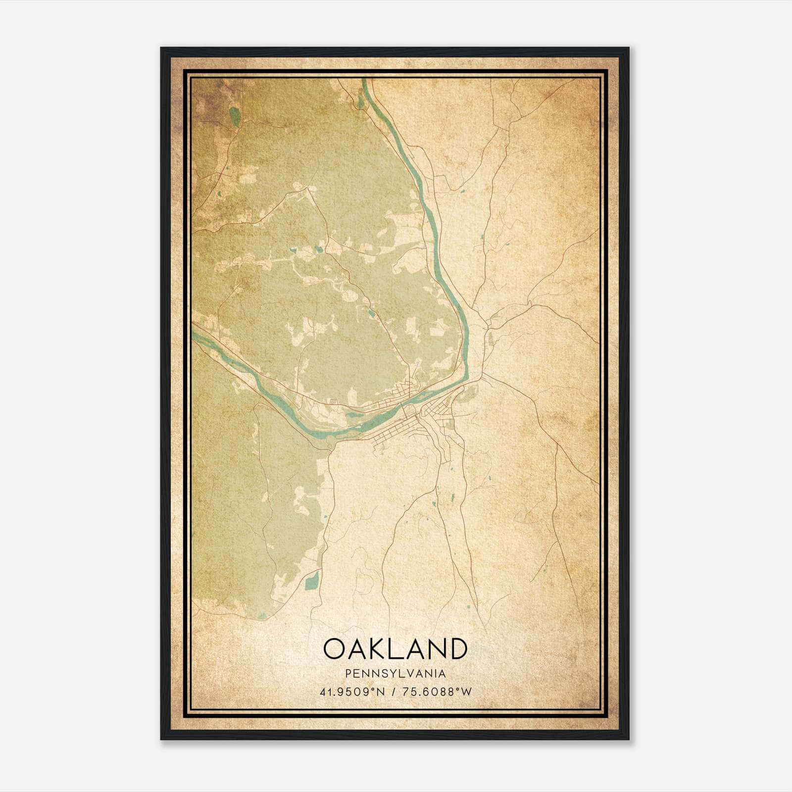 Vintage Oakland Pennsylvania Map Poster, Oakland PA City Road Wall Art Print Vintage Oakland Pennsylvania Map Poster, Oakland PA City Road Wall Art Print