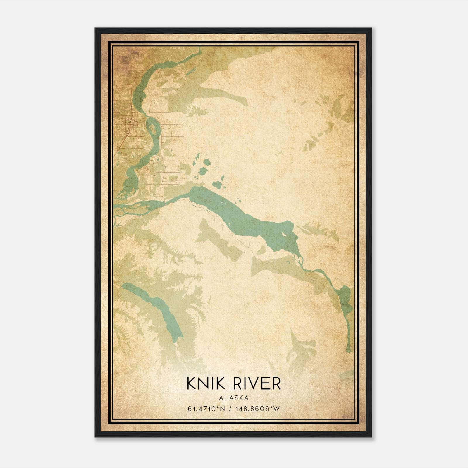 Vintage Knik River Alaska Map Poster, Knik River AK City Road Wall Art Print Vintage Knik River Alaska Map Poster, Knik River AK City Road Wall Art Print