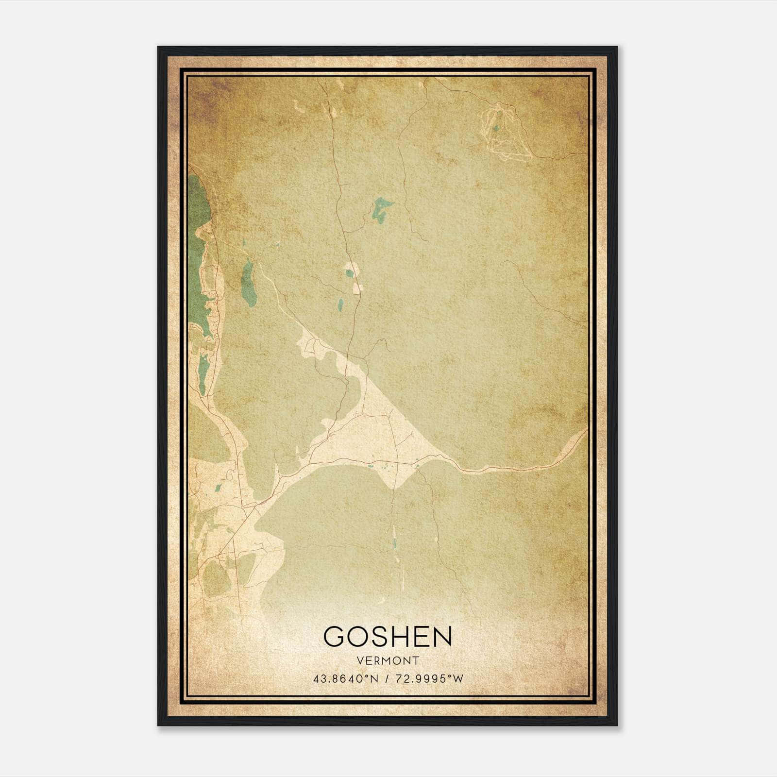 Vintage Goshen Vermont Map Poster, Goshen VT City Road Wall Art Print Vintage Goshen Vermont Map Poster, Goshen VT City Road Wall Art Print