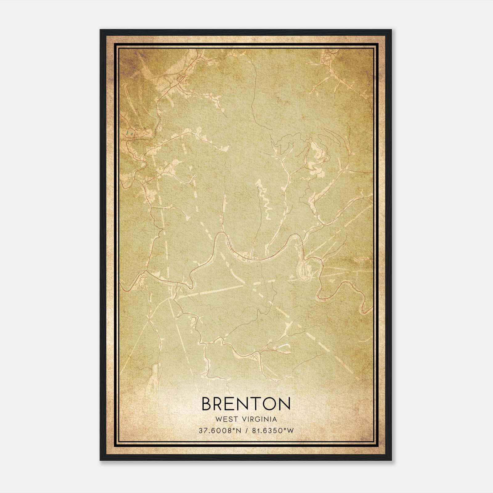 Vintage Brenton West Virginia Map Poster, Brenton WV City Road Wall Art Print Vintage Brenton West Virginia Map Poster, Brenton WV City Road Wall Art Print