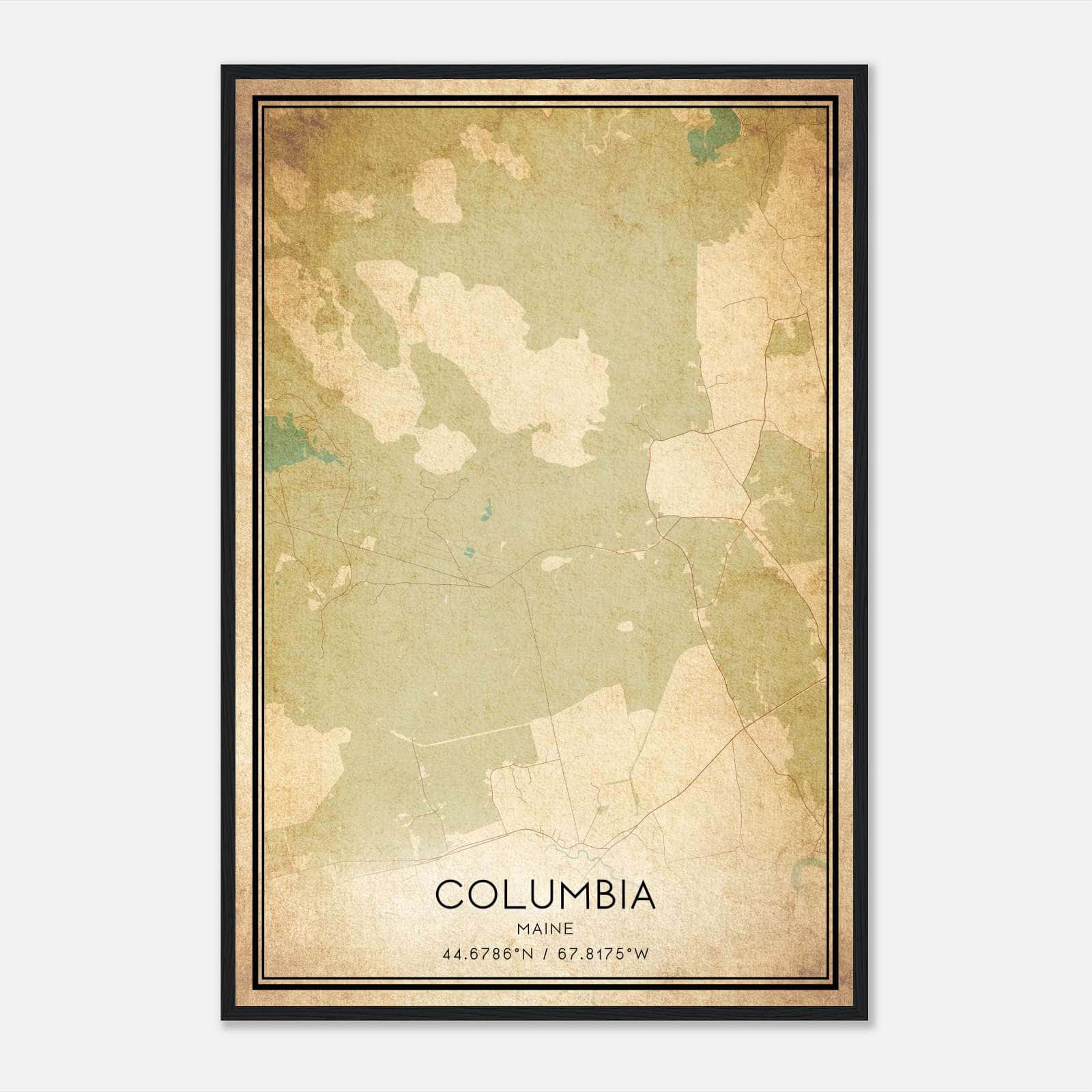 Vintage Columbia Maine Map Poster, Columbia ME City Road Wall Art Print Vintage Columbia Maine Map Poster, Columbia ME City Road Wall Art Print