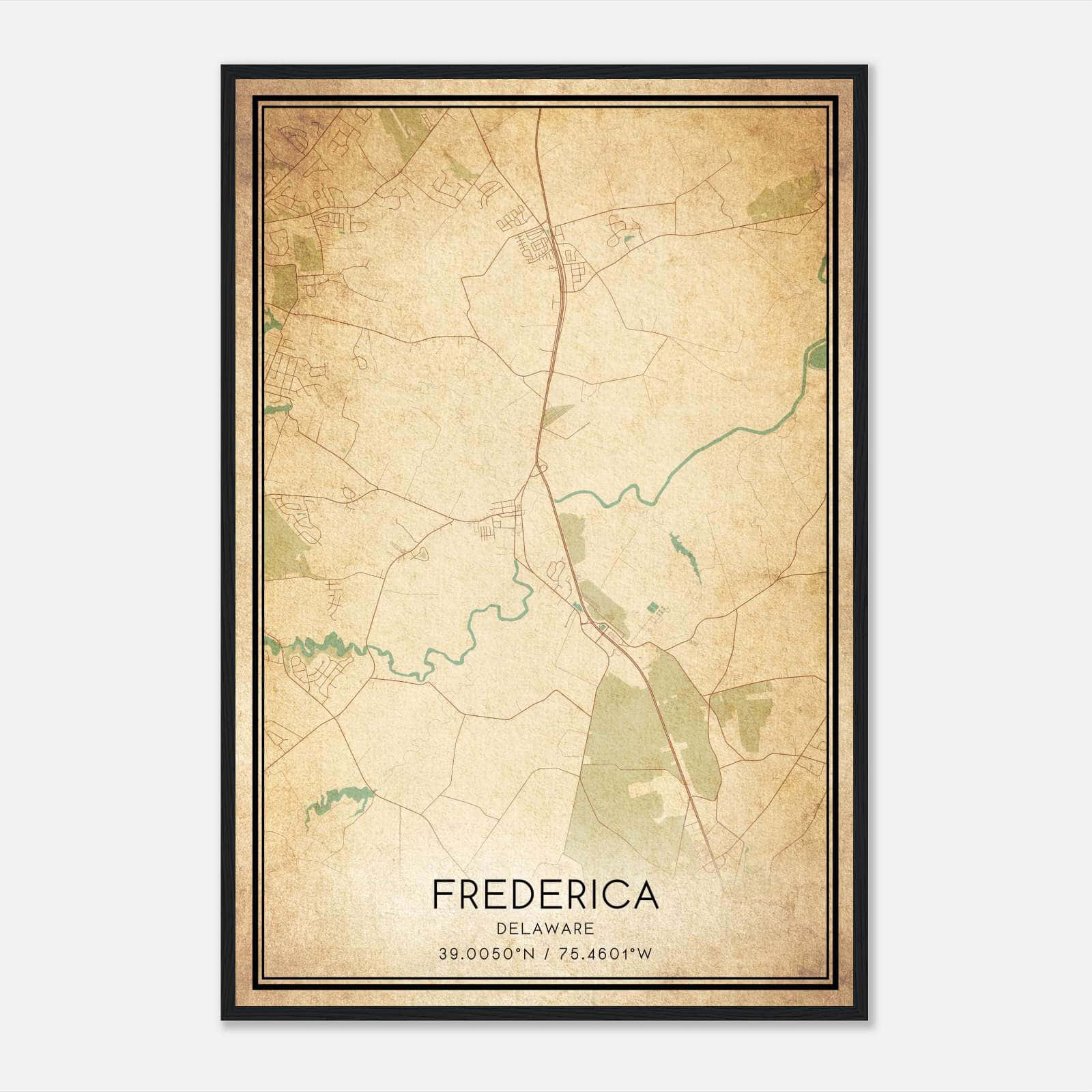 Vintage Frederica Delaware Map Poster, Frederica DE City Road Wall Art Print Vintage Frederica Delaware Map Poster, Frederica DE City Road Wall Art Print