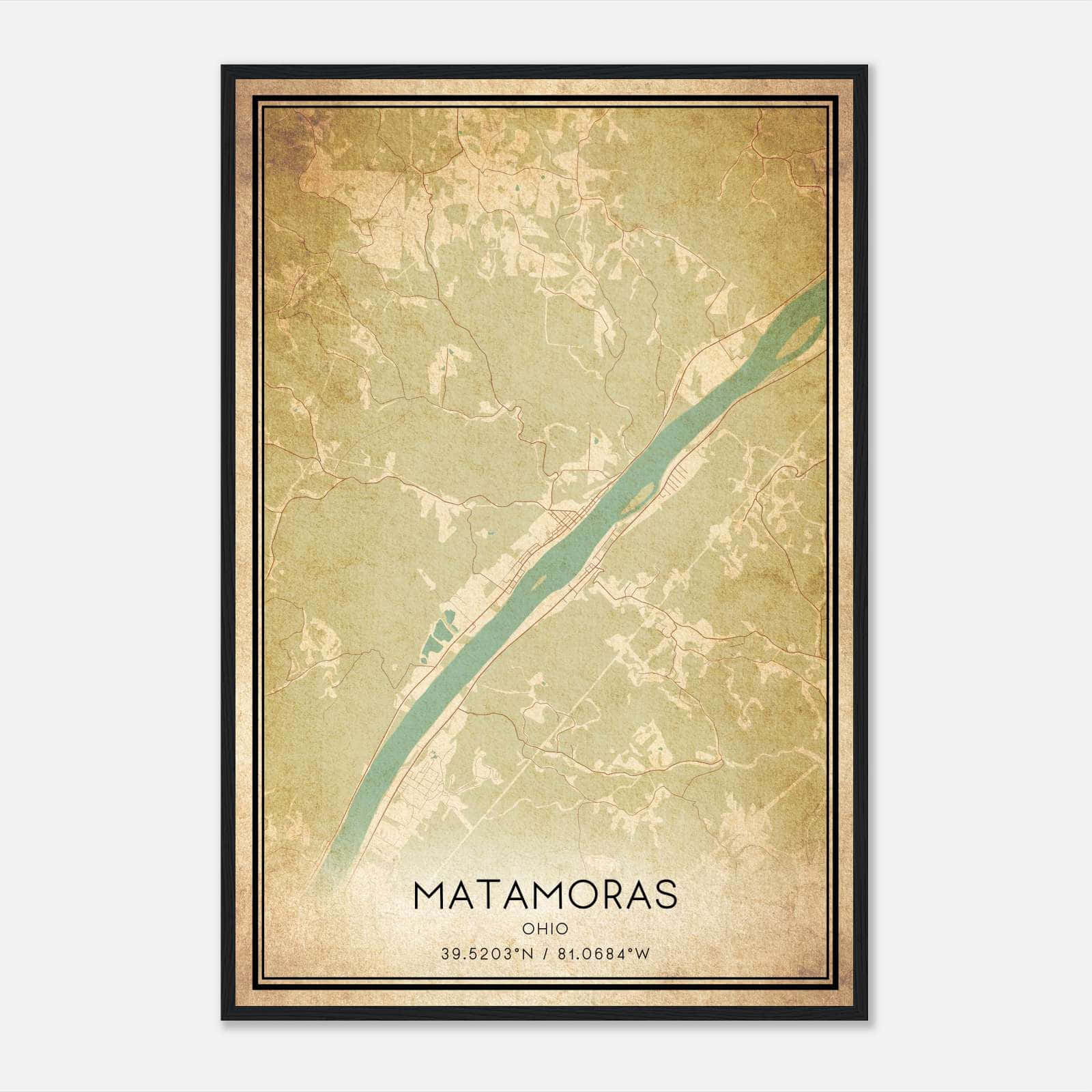 Vintage Matamoras Ohio Map Poster, Matamoras OH City Road Wall Art Print Vintage Matamoras Ohio Map Poster, Matamoras OH City Road Wall Art Print