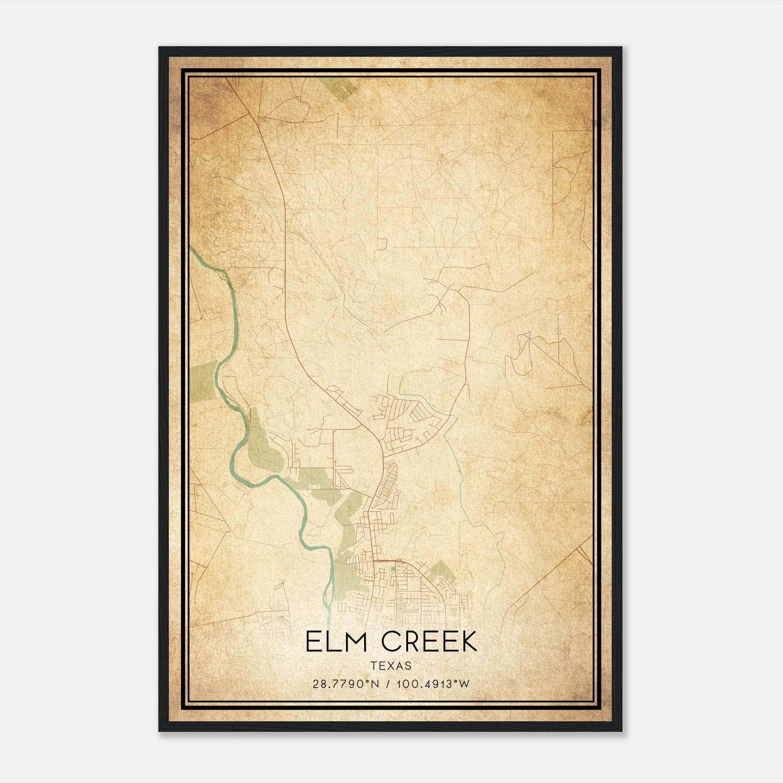 Vintage Elm Creek Texas Map Poster, Elm Creek TX City Road Wall Art Print Vintage Elm Creek Texas Map Poster, Elm Creek TX City Road Wall Art Print