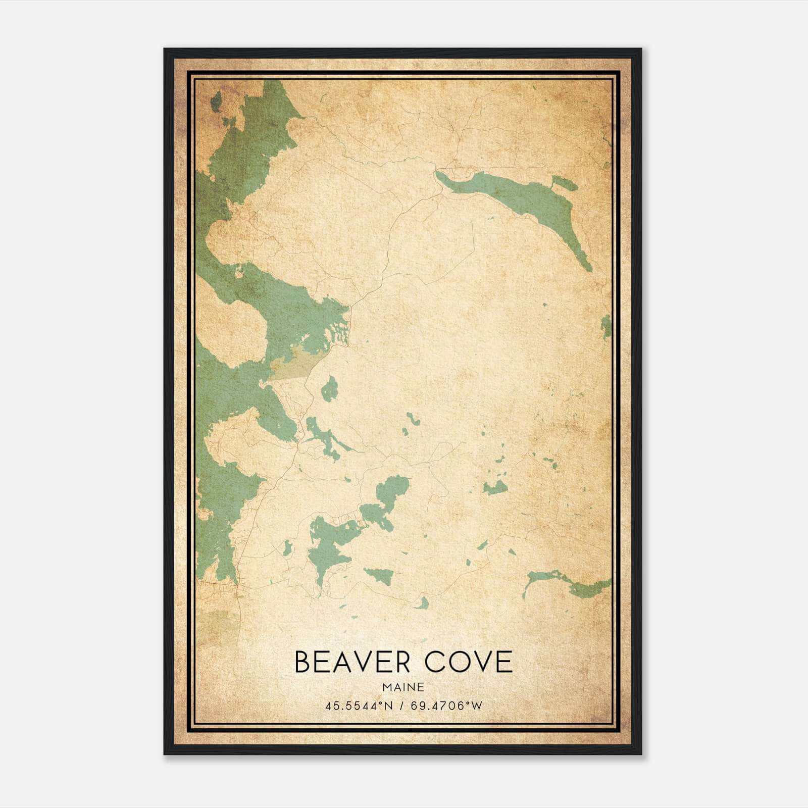 Vintage Beaver Cove Maine Map Poster, Beaver Cove ME City Road Wall Art Print Vintage Beaver Cove Maine Map Poster, Beaver Cove ME City Road Wall Art Print