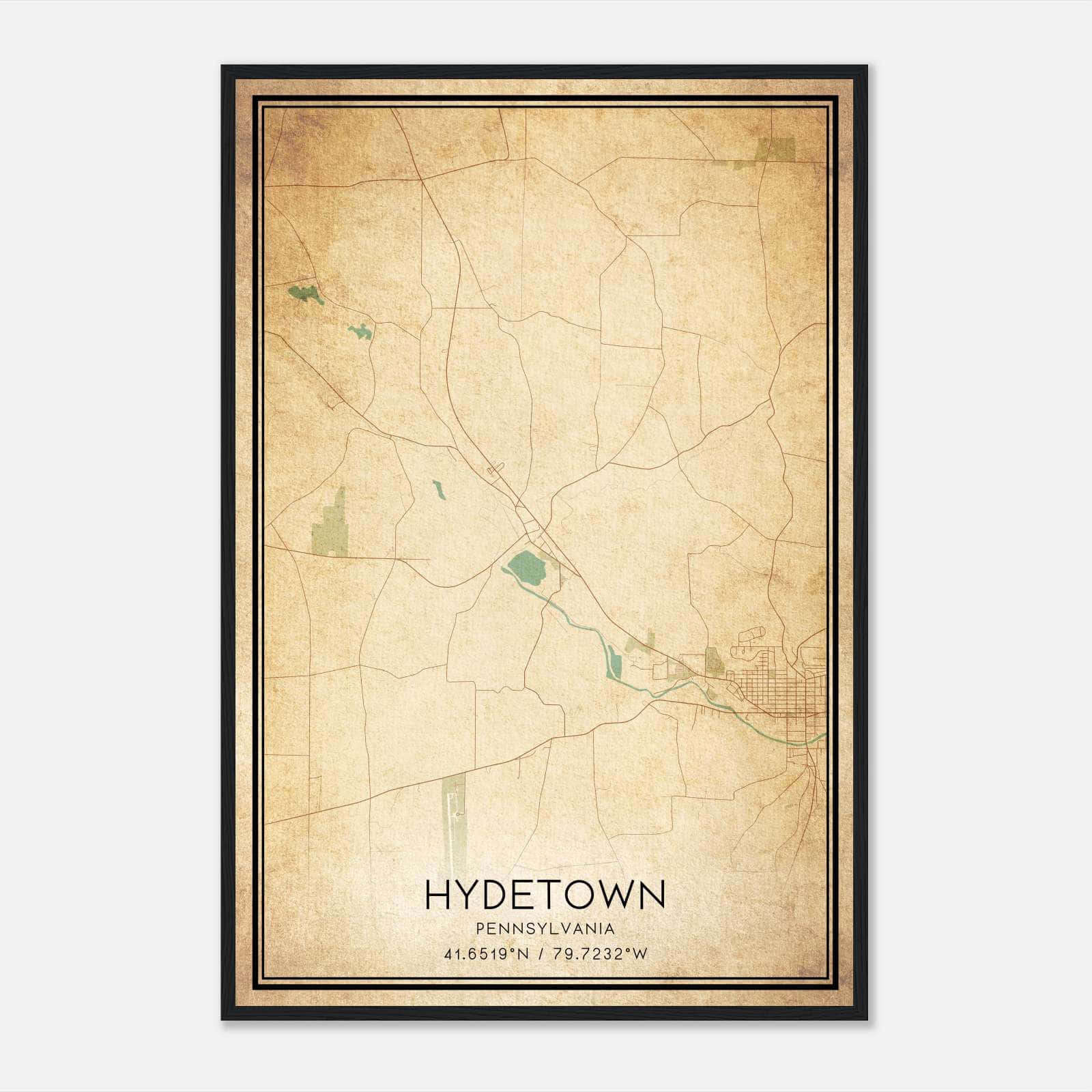 Vintage Hydetown Pennsylvania Map Poster, Hydetown PA City Road Wall Art Print Vintage Hydetown Pennsylvania Map Poster, Hydetown PA City Road Wall Art Print