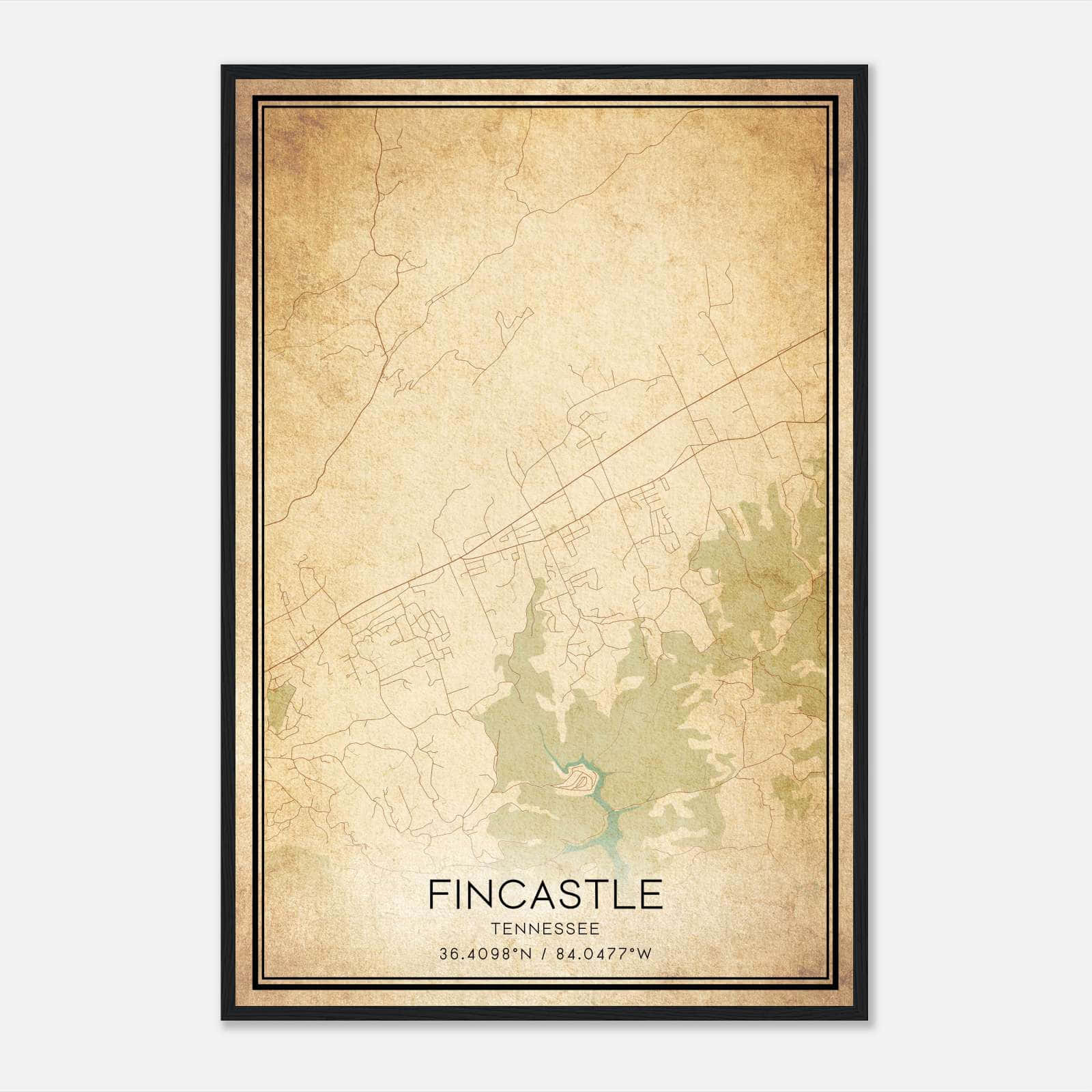Vintage Fincastle Tennessee Map Poster, Fincastle TN City Road Wall Art Print Vintage Fincastle Tennessee Map Poster, Fincastle TN City Road Wall Art Print