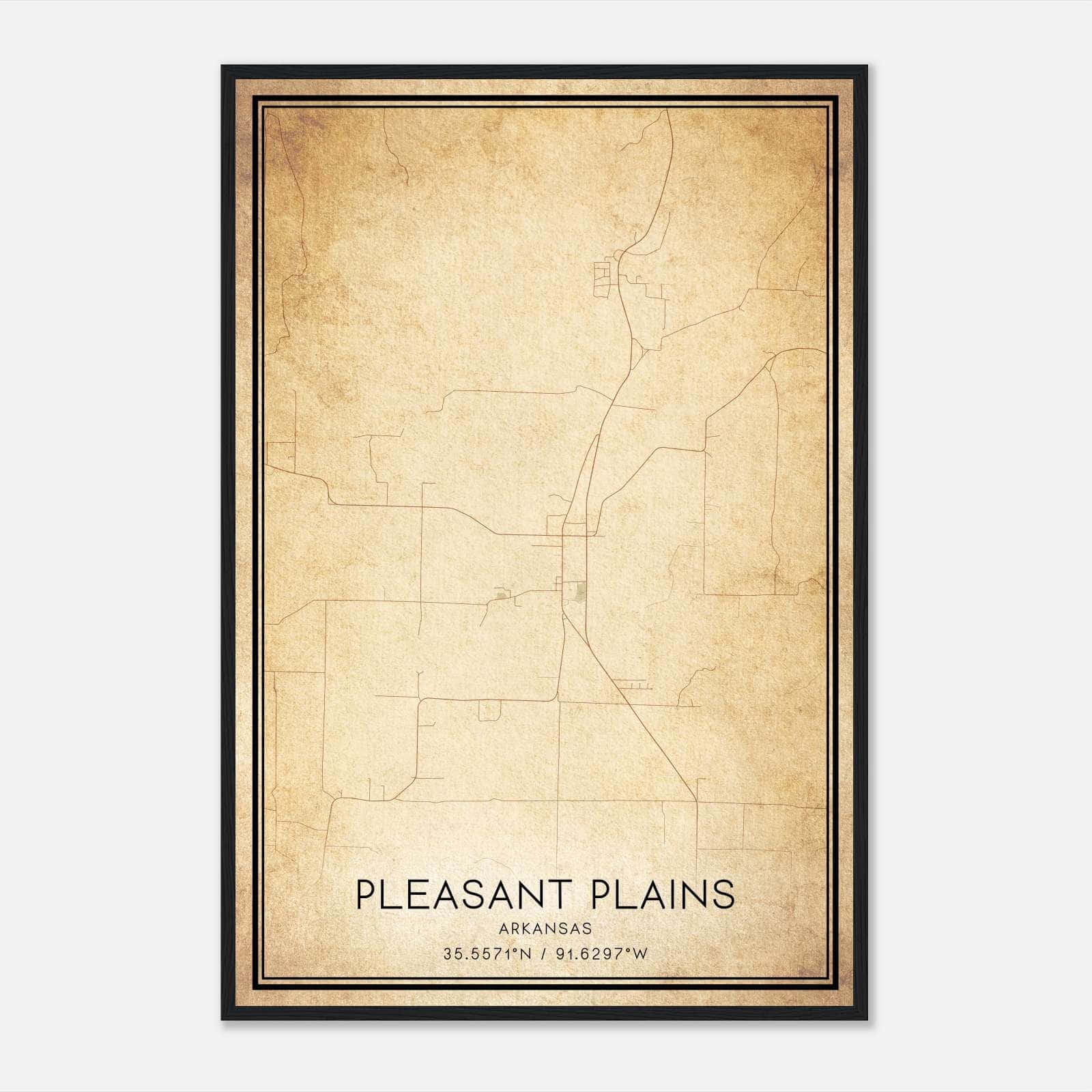 Vintage Pleasant Plains Arkansas Map Poster, Pleasant Plains AR City Road Wall Art Print Vintage Pleasant Plains Arkansas Map Poster, Pleasant Plains AR City Road Wall Art Print