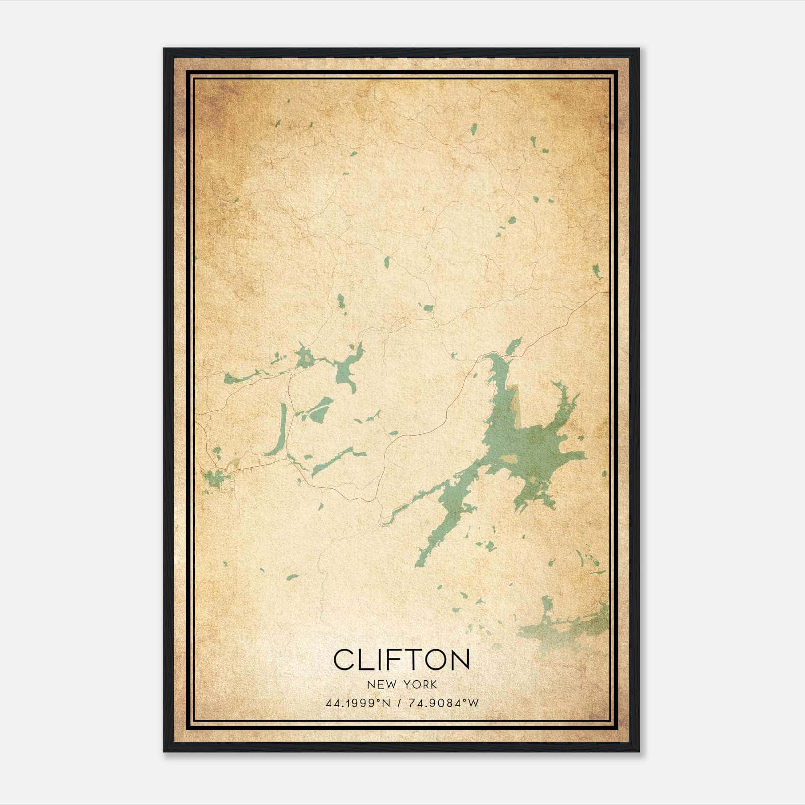Vintage Clifton New York Map Poster, Clifton NY City Road Wall Art Print Vintage Clifton New York Map Poster, Clifton NY City Road Wall Art Print