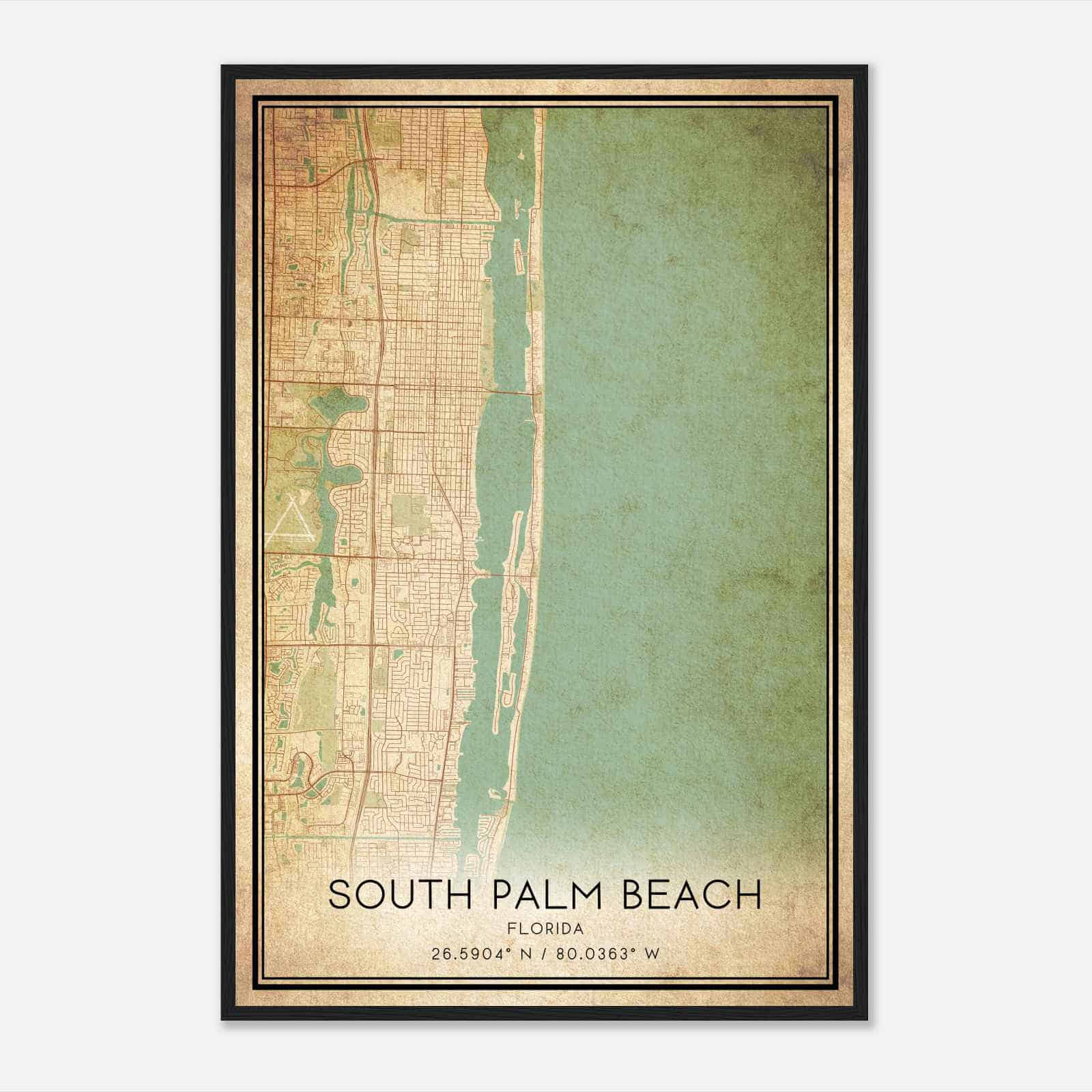 Vintage South Palm Beach Florida Map Poster, South Palm Beach FL City Road Wall Art Print Vintage South Palm Beach Florida Map Poster, South Palm Beach FL City Road Wall Art Print