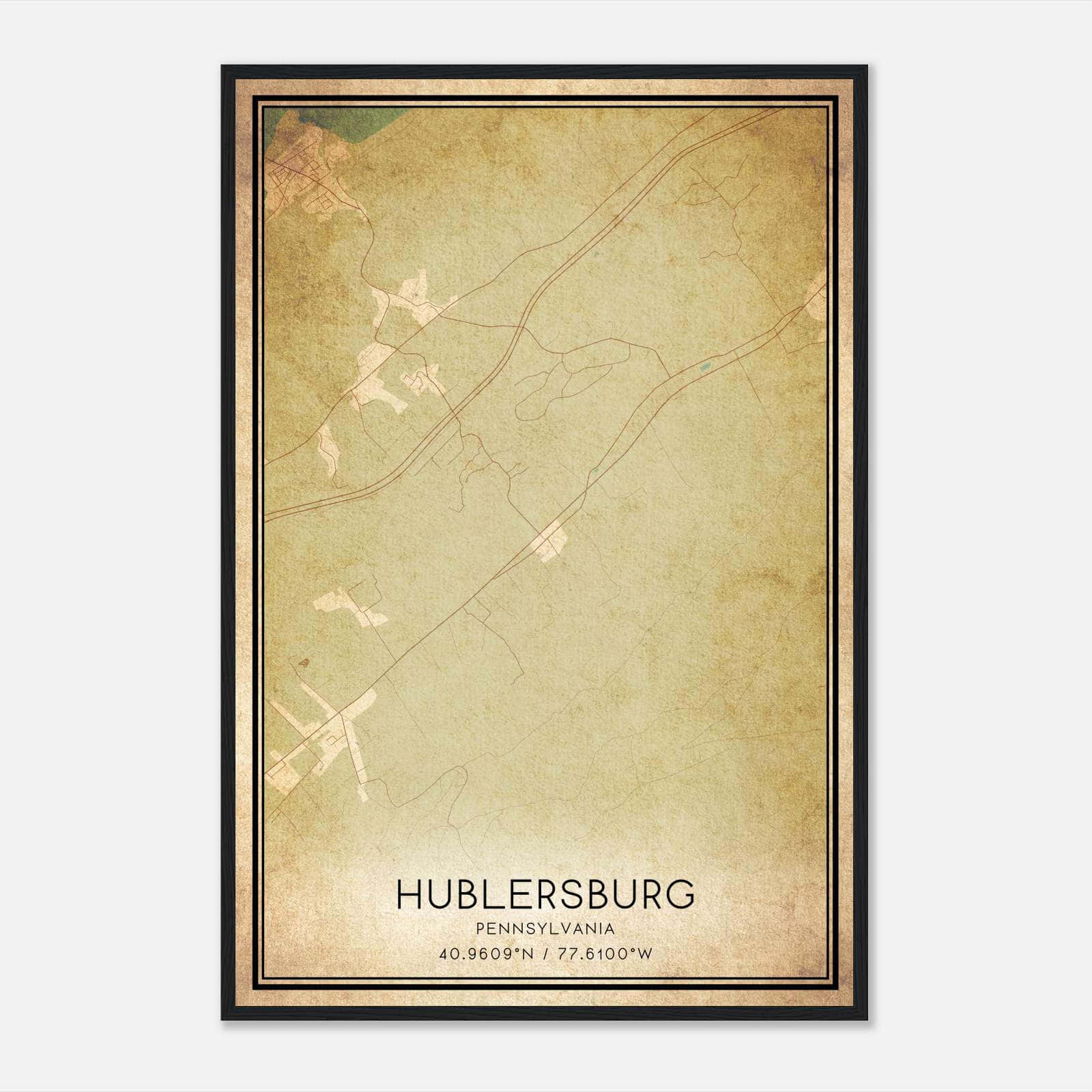 Vintage Hublersburg Pennsylvania Map Poster, Hublersburg PA City Road Wall Art Print Vintage Hublersburg Pennsylvania Map Poster, Hublersburg PA City Road Wall Art Print