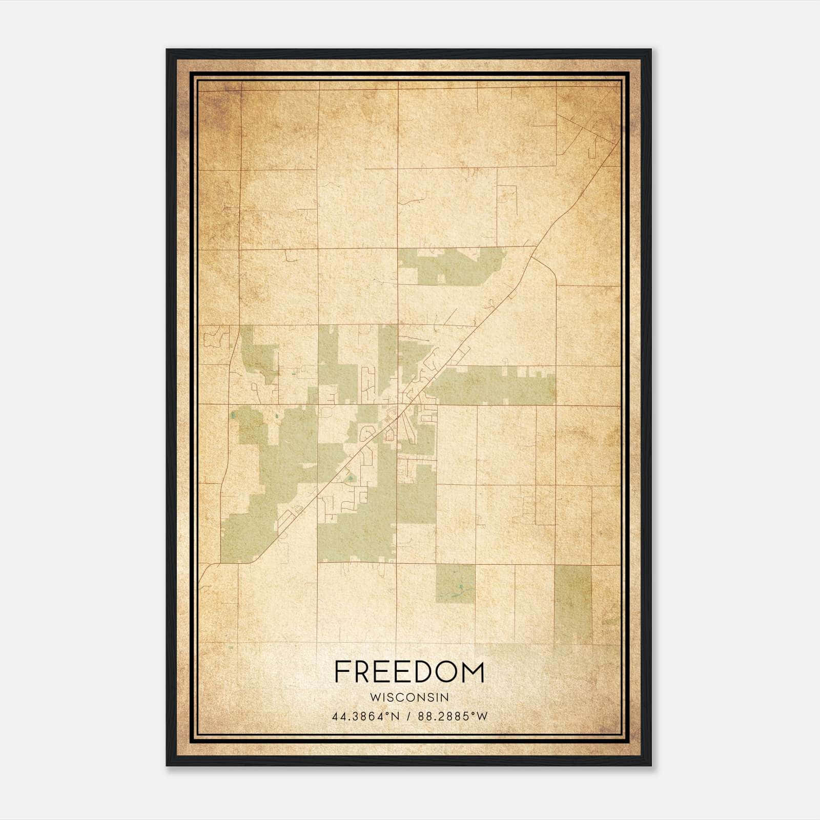 Vintage Freedom Wisconsin Map Poster, Freedom WI City Road Wall Art Print Vintage Freedom Wisconsin Map Poster, Freedom WI City Road Wall Art Print