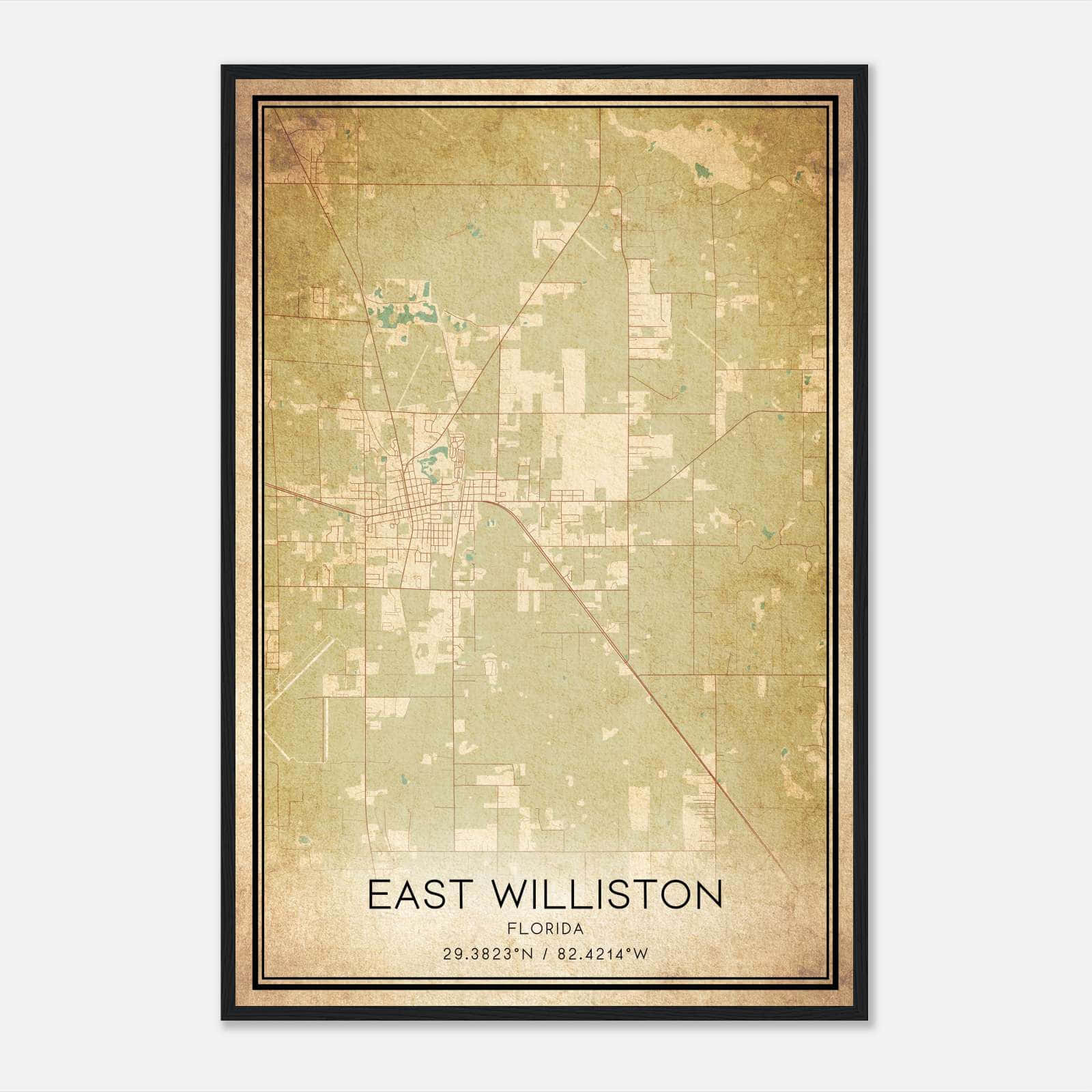 Vintage East Williston Florida Map Poster, East Williston FL City Road Wall Art Print Vintage East Williston Florida Map Poster, East Williston FL City Road Wall Art Print