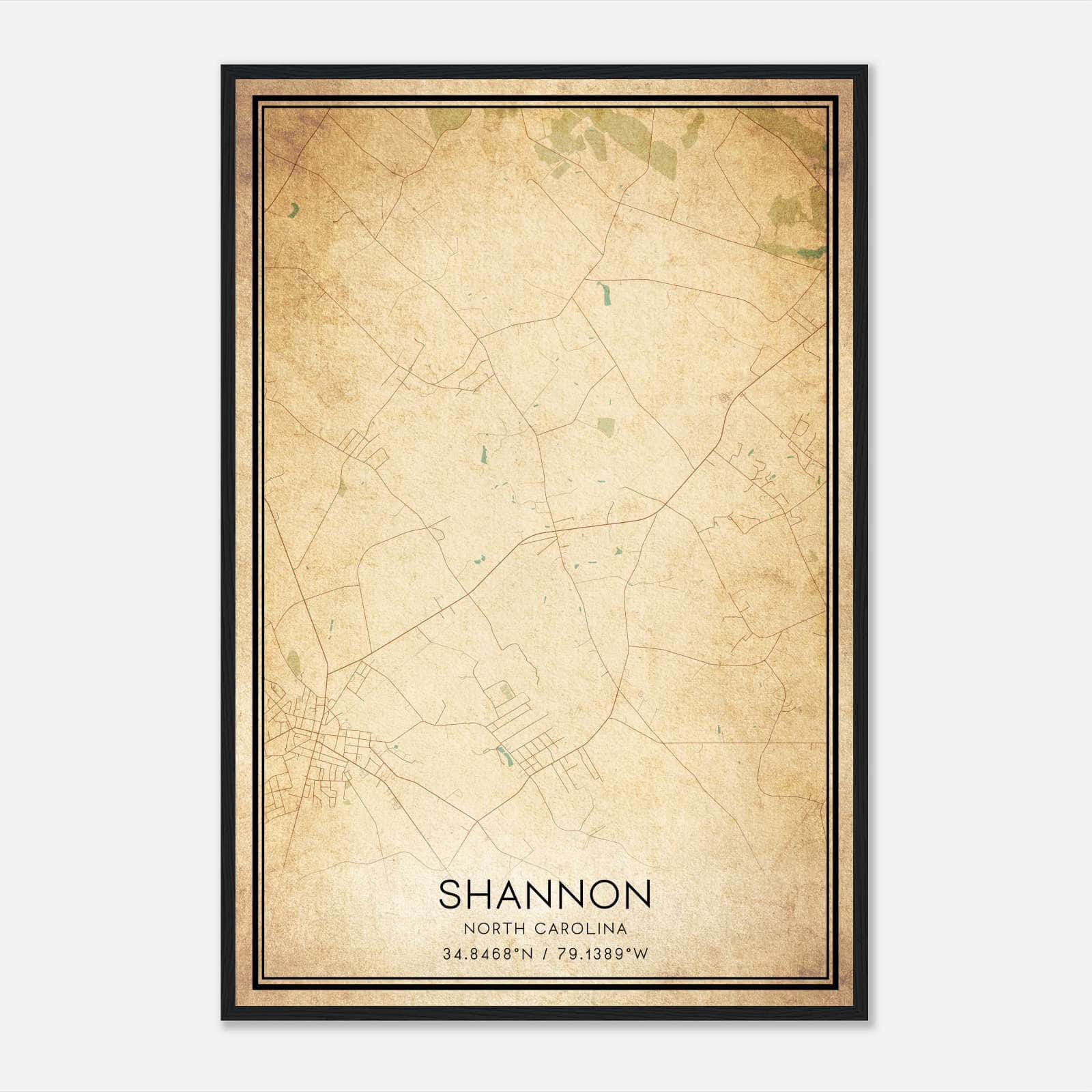 Vintage Shannon North Carolina Map Poster, Shannon NC City Road Wall Art Print Vintage Shannon North Carolina Map Poster, Shannon NC City Road Wall Art Print