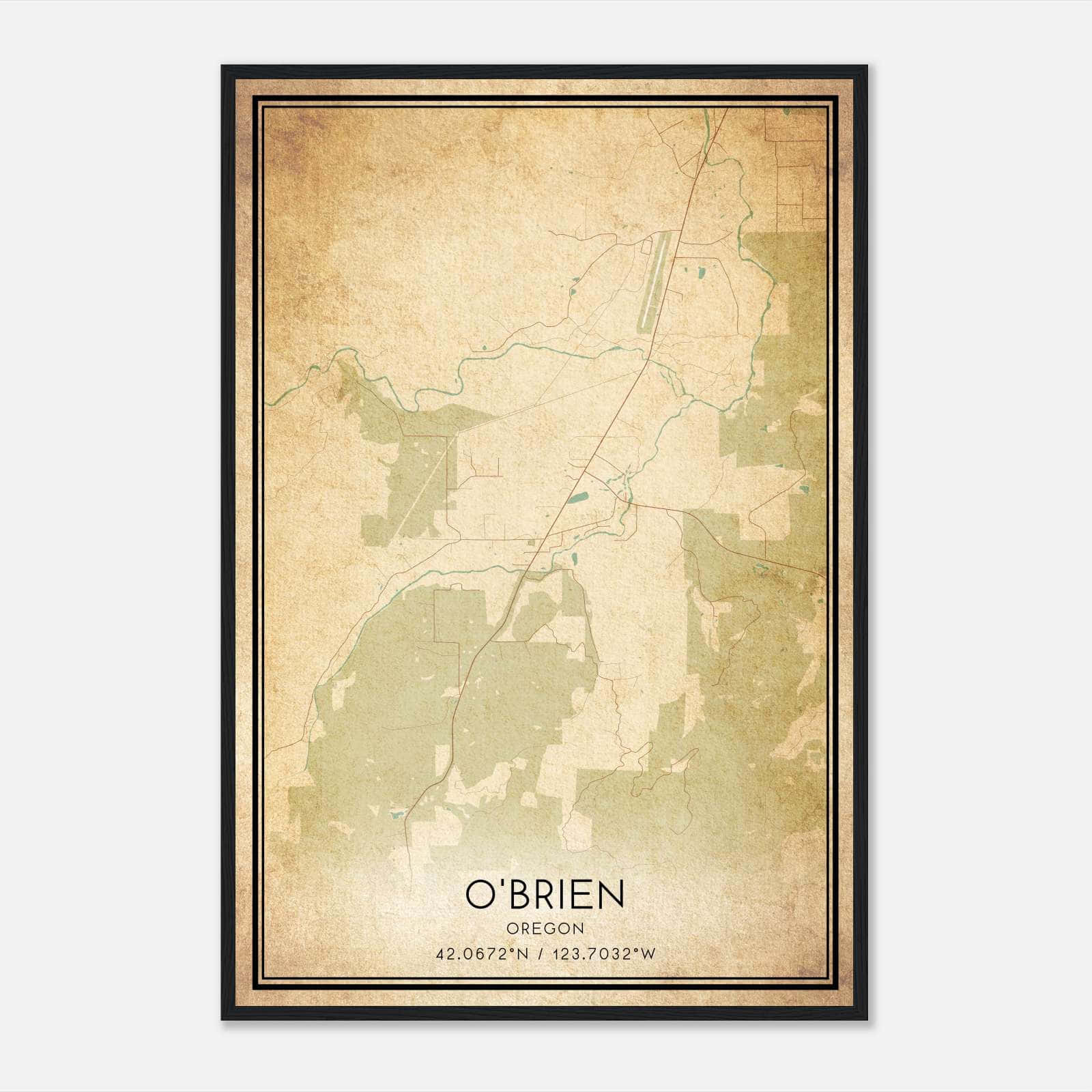 Vintage O’Brien Oregon Map Poster, O’Brien OR City Road Wall Art Print Vintage O’Brien Oregon Map Poster, O’Brien OR City Road Wall Art Print