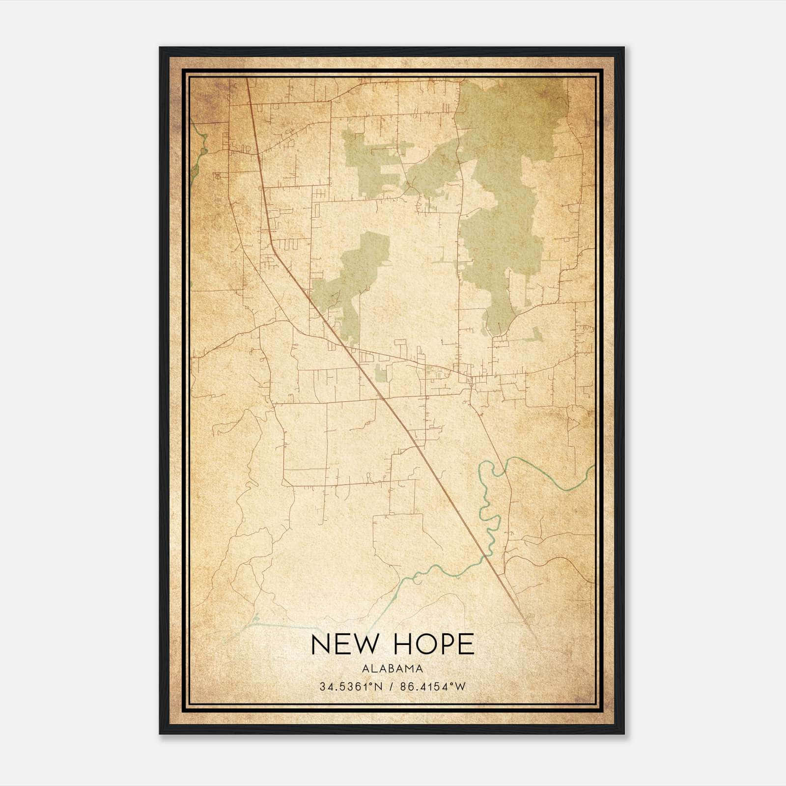 Vintage New Hope Alabama Map Poster, New Hope AL City Road Wall Art Print Vintage New Hope Alabama Map Poster, New Hope AL City Road Wall Art Print