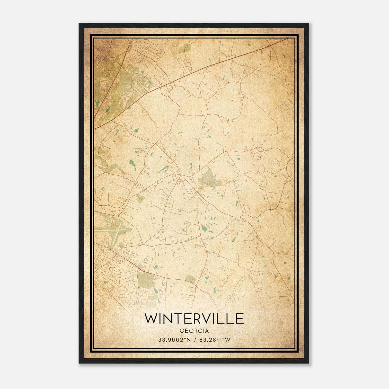 Vintage Winterville Georgia Map Poster, Winterville GA City Road Wall Art Print Vintage Winterville Georgia Map Poster, Winterville GA City Road Wall Art Print