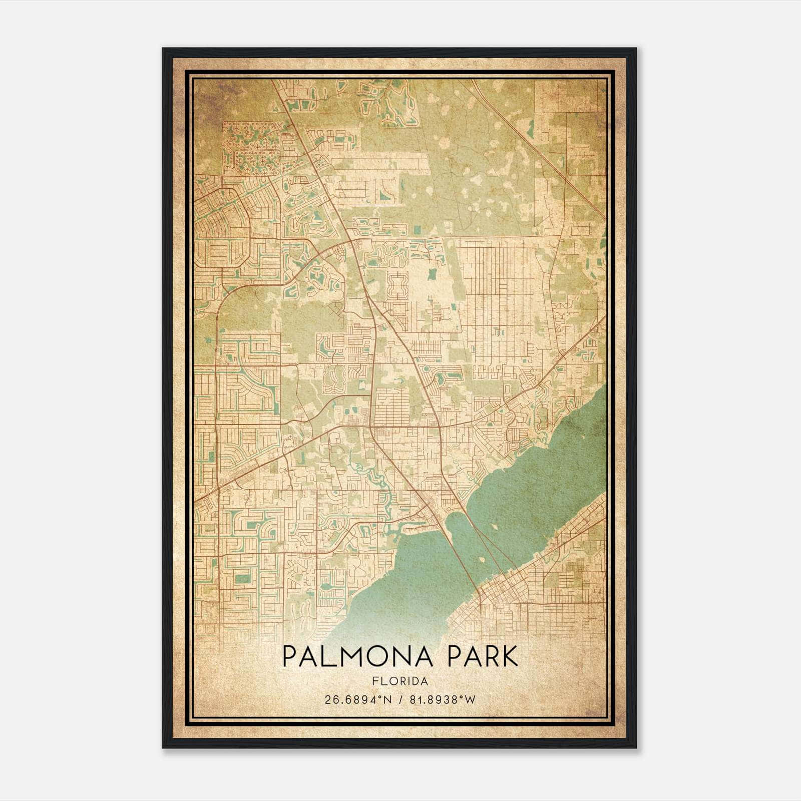 Vintage Palmona Park Florida Map Poster, Palmona Park FL City Road Wall Art Print Vintage Palmona Park Florida Map Poster, Palmona Park FL City Road Wall Art Print