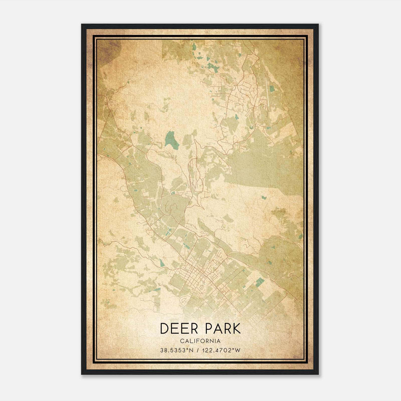 Vintage Deer Park California Map Poster, Deer Park CA City Road Wall Art Print Vintage Deer Park California Map Poster, Deer Park CA City Road Wall Art Print