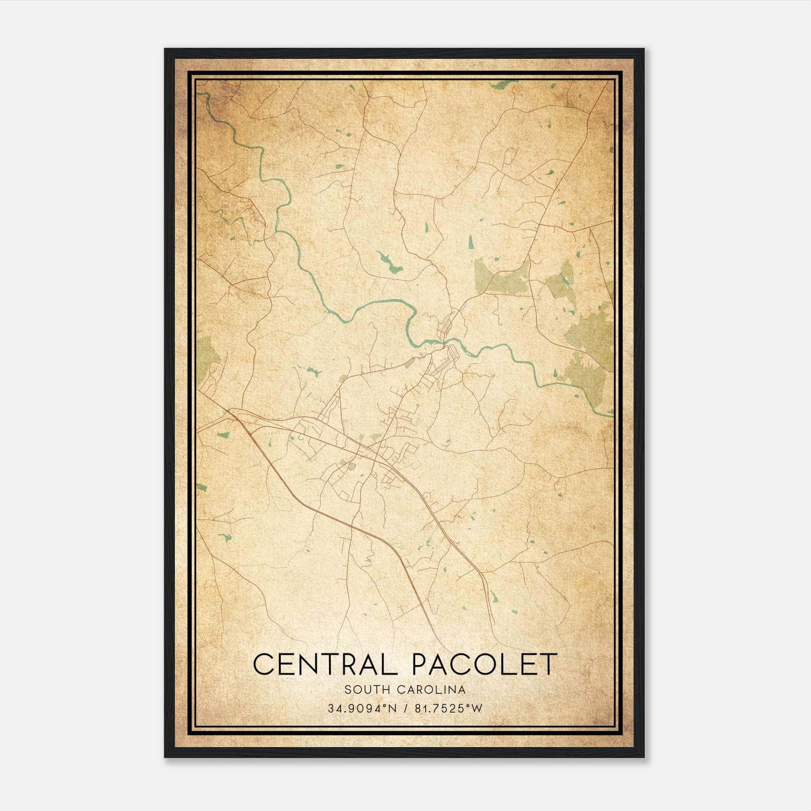 Vintage Central Pacolet South Carolina Map Poster, Central Pacolet SC City Road Wall Art Print Vintage Central Pacolet South Carolina Map Poster, Central Pacolet SC City Road Wall Art Print