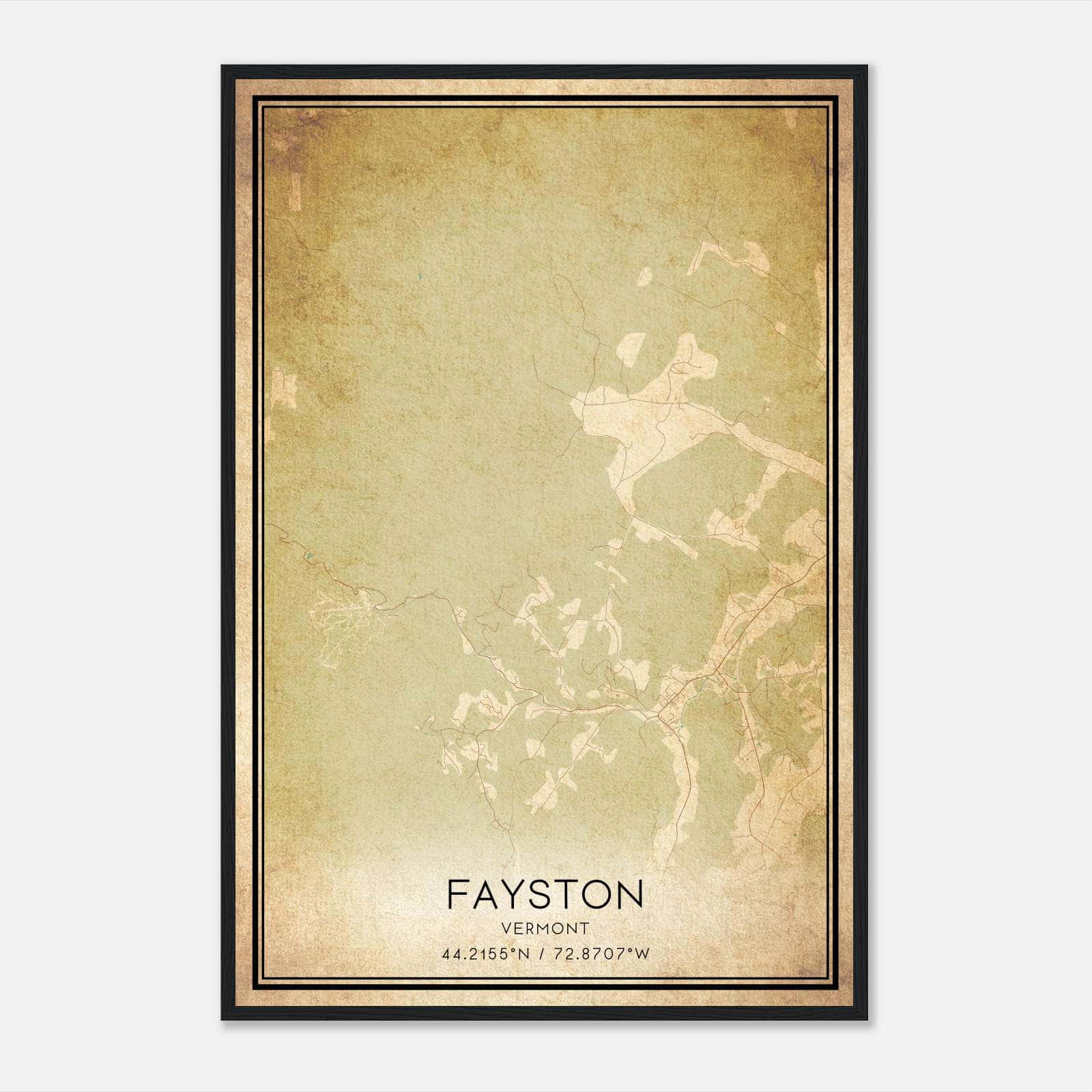 Vintage Fayston Vermont Map Poster, Fayston VT City Road Wall Art Print Vintage Fayston Vermont Map Poster, Fayston VT City Road Wall Art Print