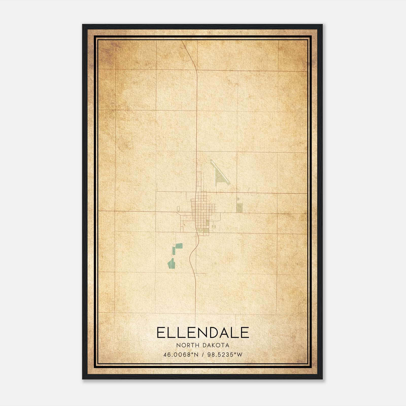 Vintage Ellendale North Dakota Map Poster, Ellendale ND City Road Wall Art Print Vintage Ellendale North Dakota Map Poster, Ellendale ND City Road Wall Art Print